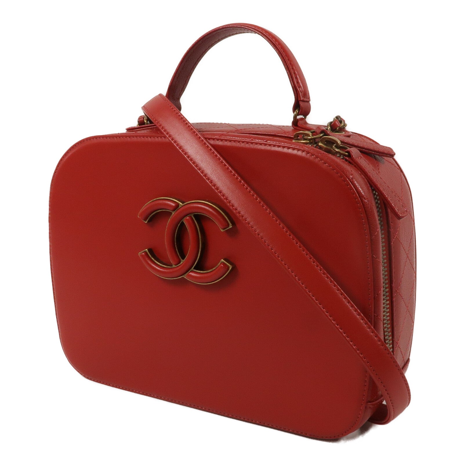 CHANEL 牛皮皮革Coco Curve Bag鏈帶手挽肩背兩用袋