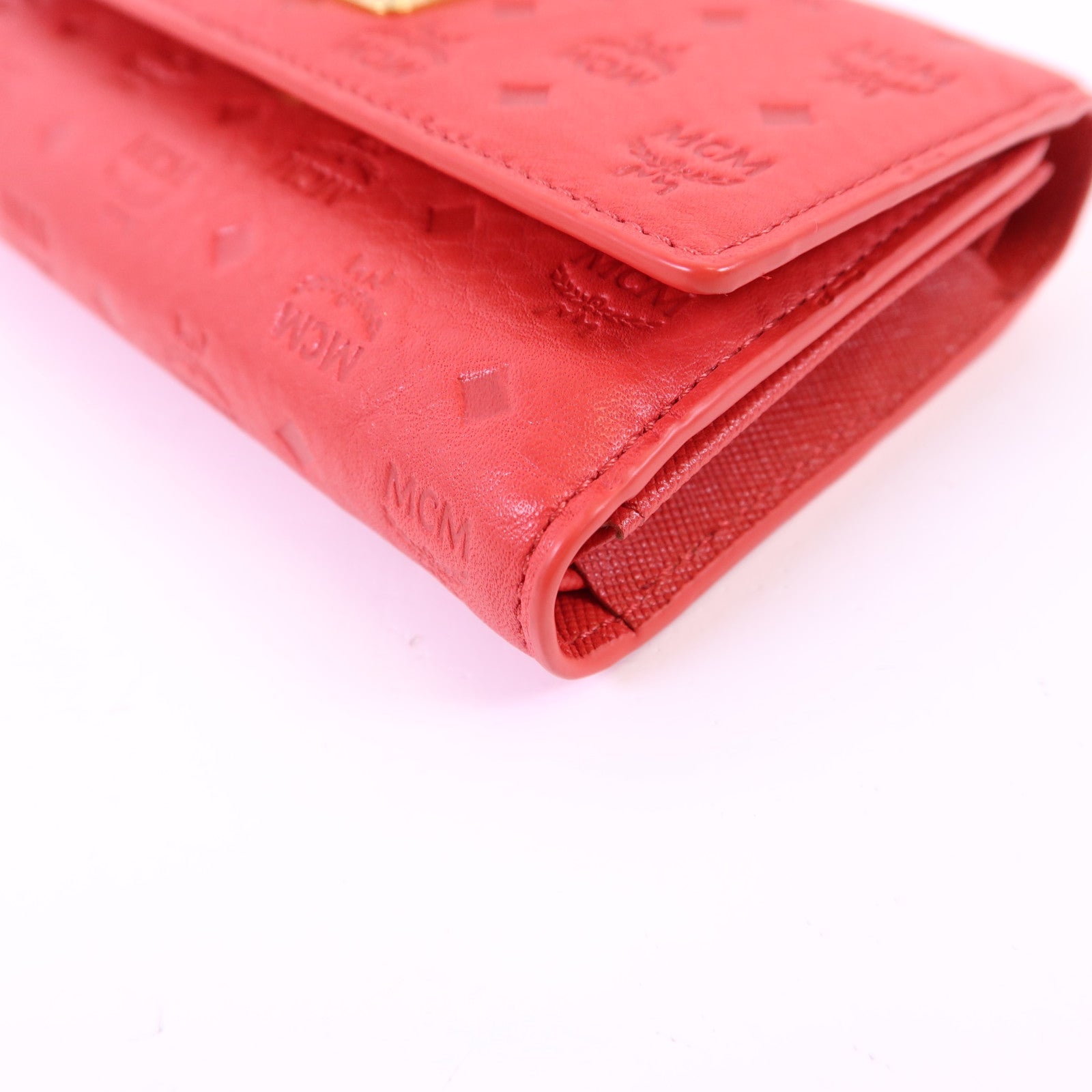 MCM 牛皮皮革Trifold Wallet金扣錢包