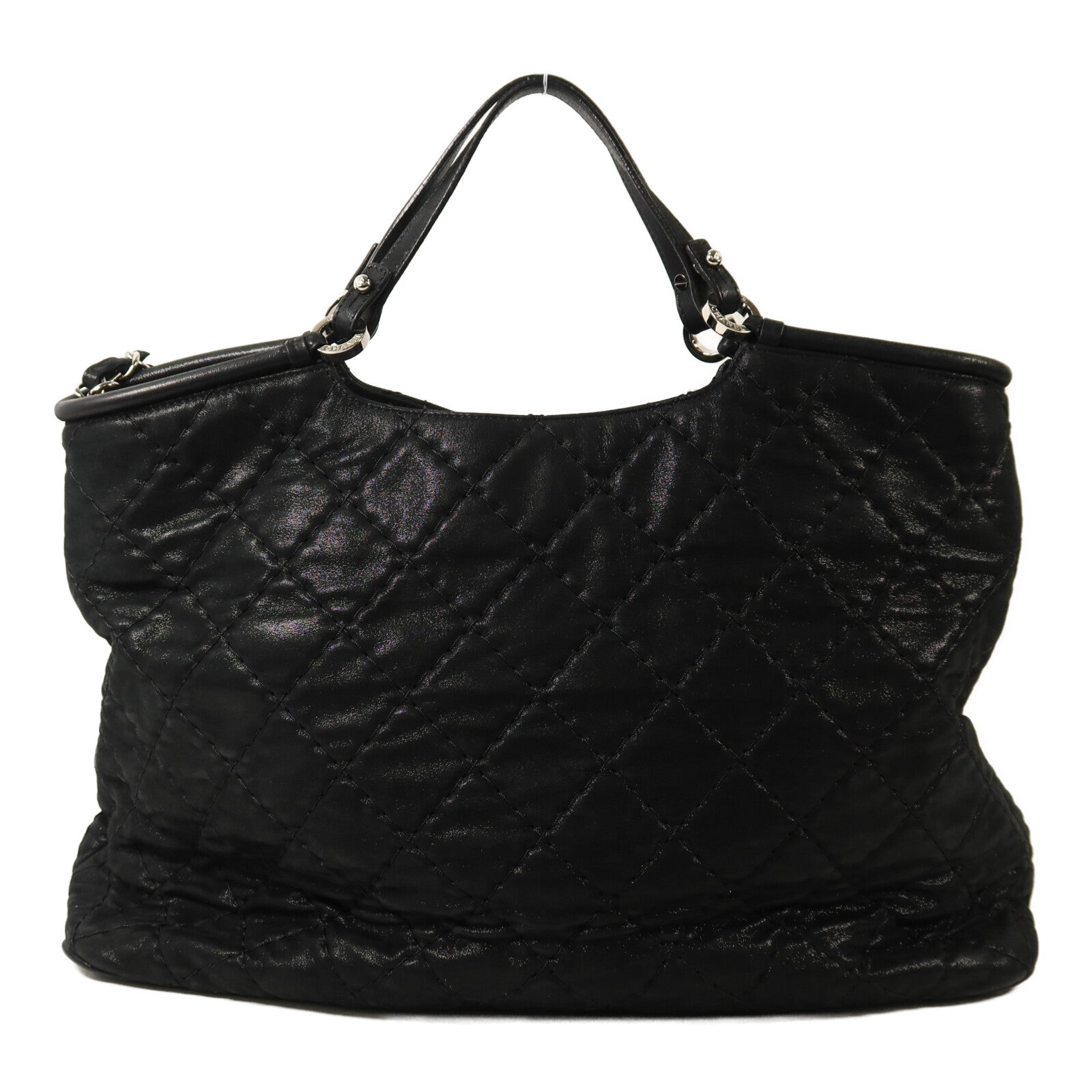 CHANEL 牛皮皮革Shoulder Bag銀扣手挽肩背兩用袋