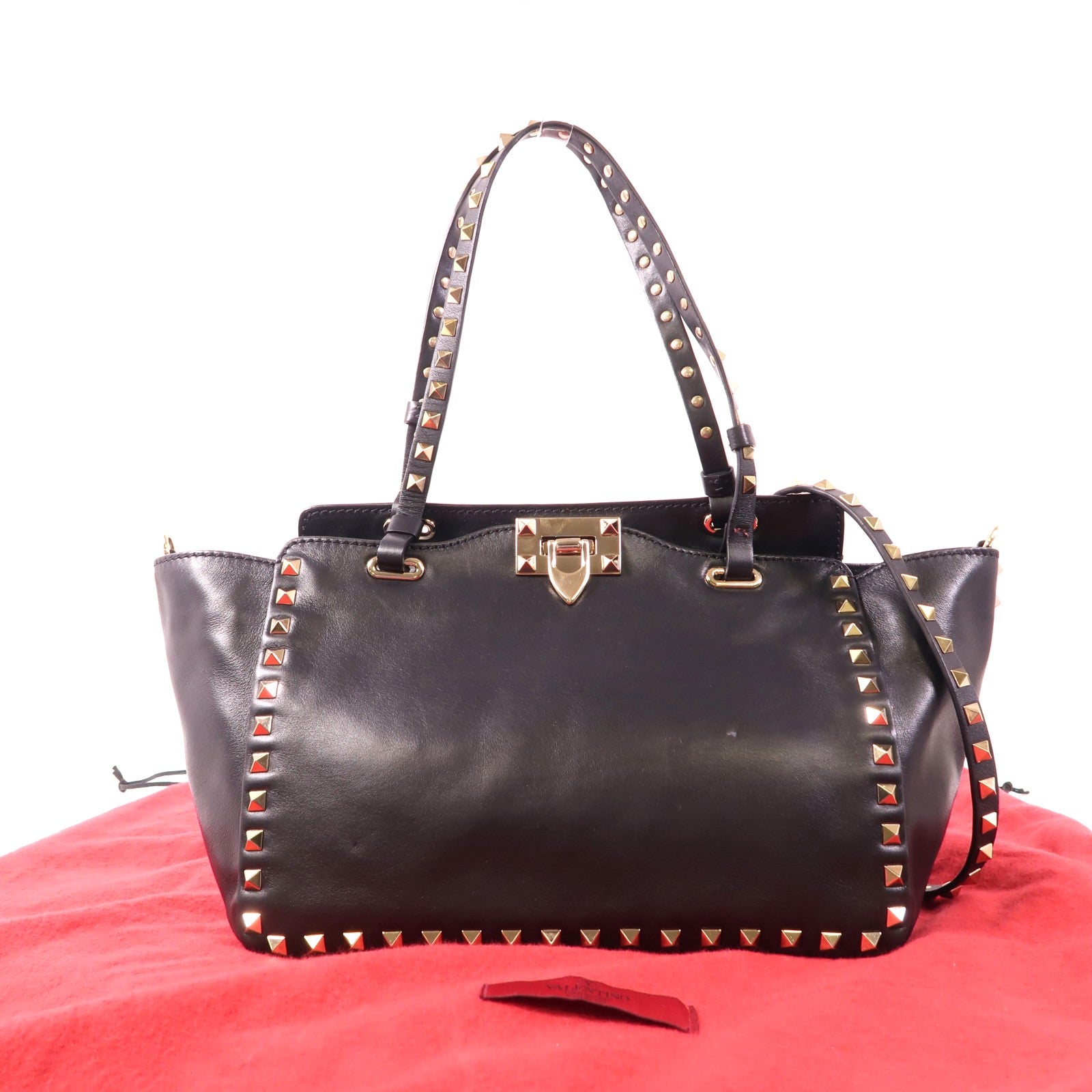 Valentino 【激減優惠】牛皮皮革2 Way Shoulder金扣手挽肩背兩用袋