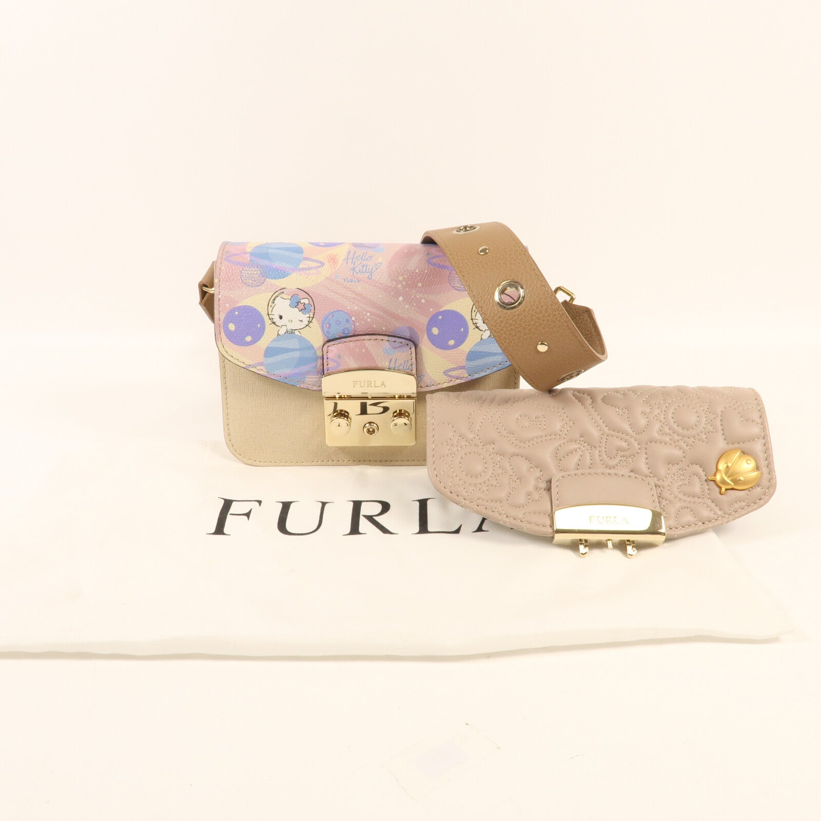 Furla 牛皮皮革Chain Bag金扣肩背袋