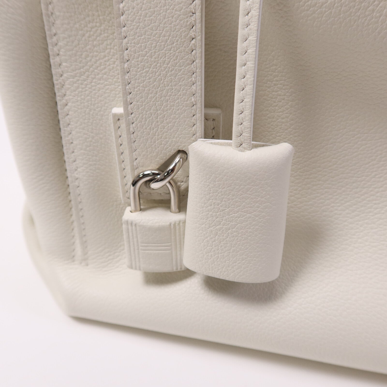 HERMES Evercolor皮革Emile 30銀扣肩背袋Blanc