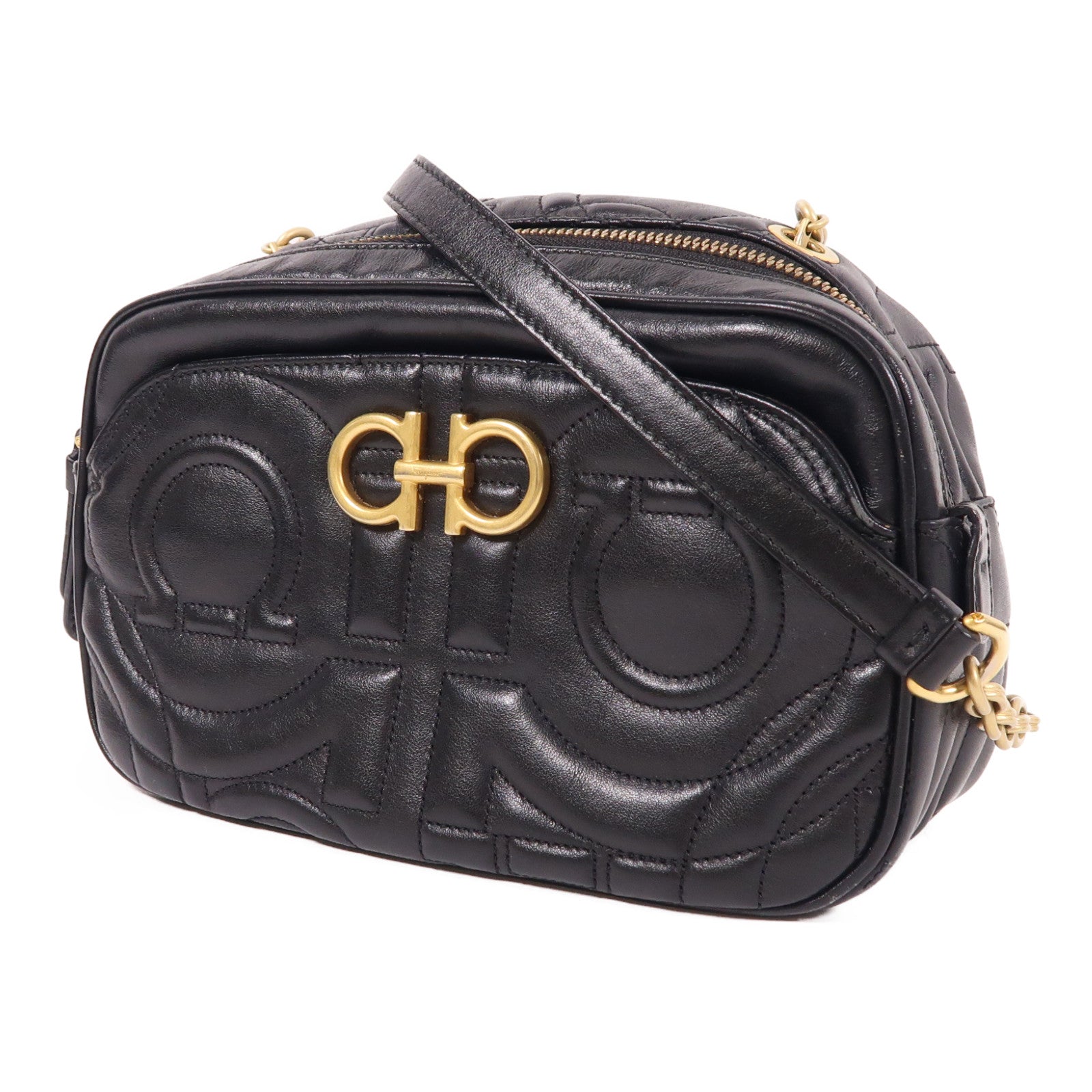 Salvatore Ferragamo 牛皮皮革Shoulder Bag金扣鏈帶肩背袋