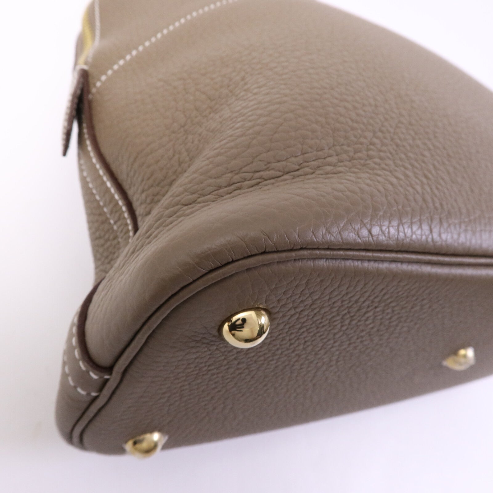 HERMES Clemence皮革Bolide 31金扣手挽肩背兩用袋Etoupe