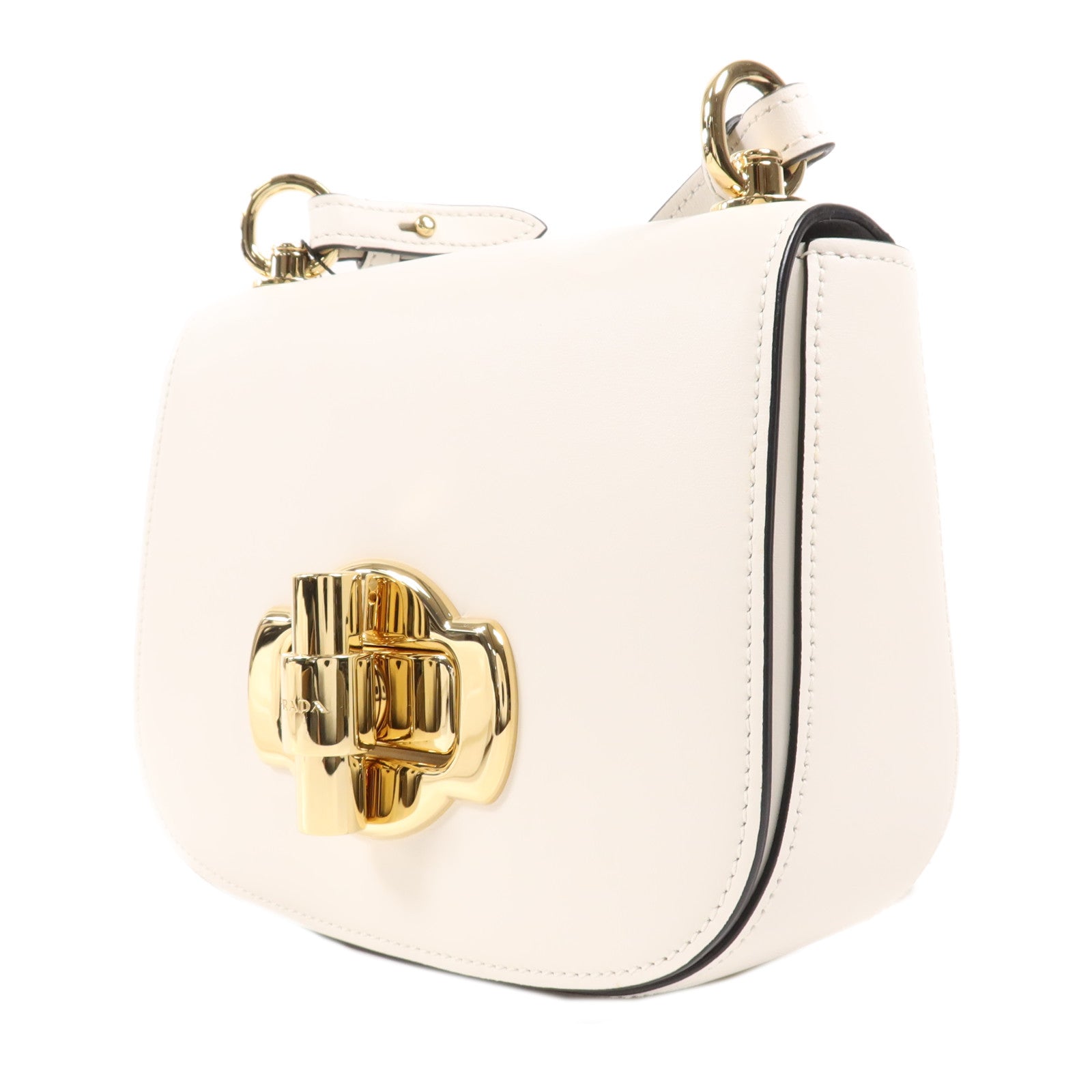 PRADA 【激減優惠】牛皮皮革Saddle Corsaire金扣肩背袋