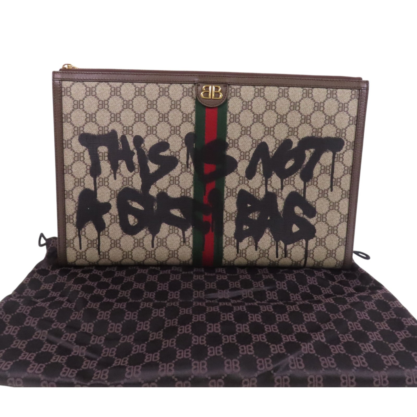 BALENCIAGA 塗層帆布GuccixBalenciaga金扣手拿包