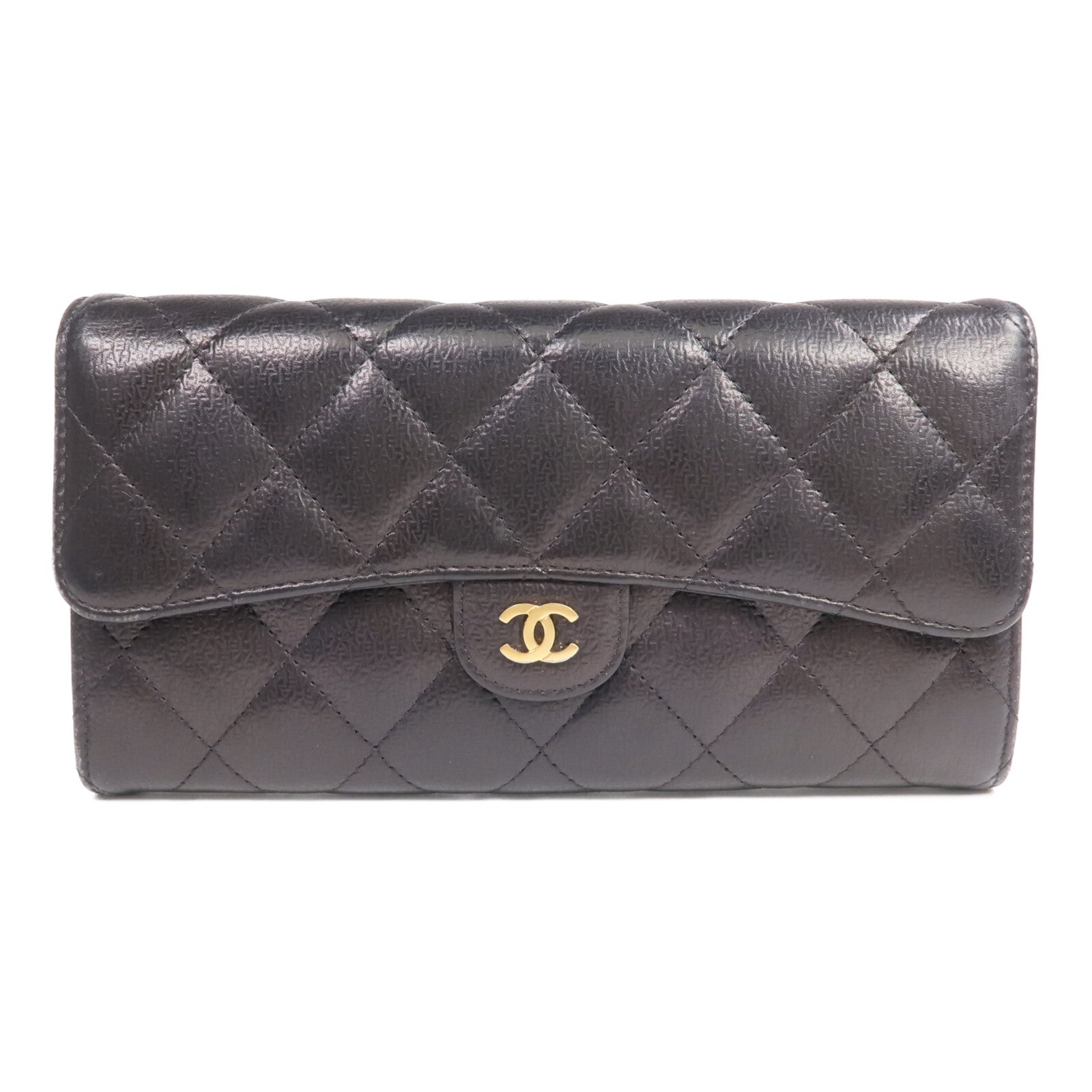 CHANEL 牛皮皮革Long Wallet金扣長錢包
