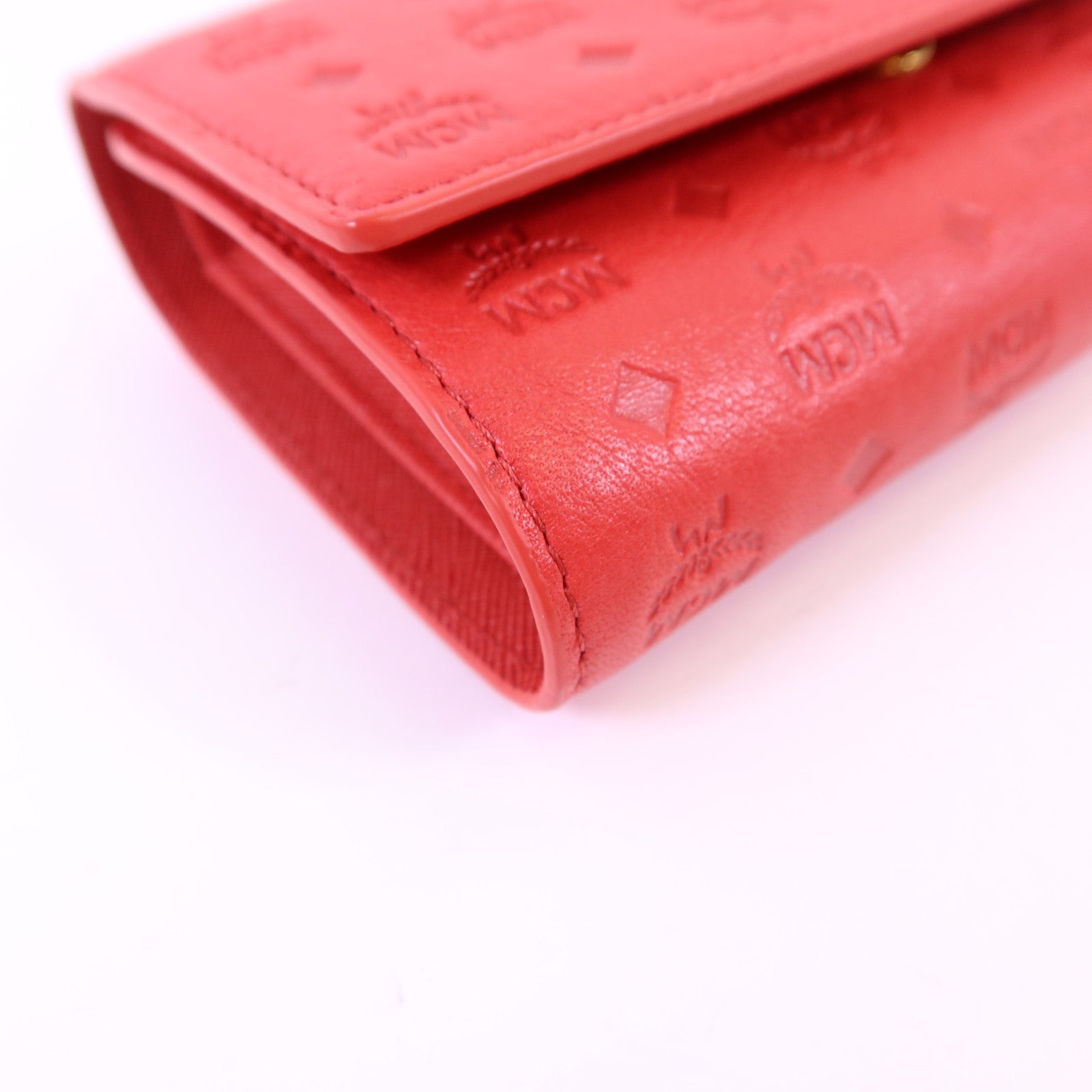 MCM 牛皮皮革Trifold Wallet金扣錢包