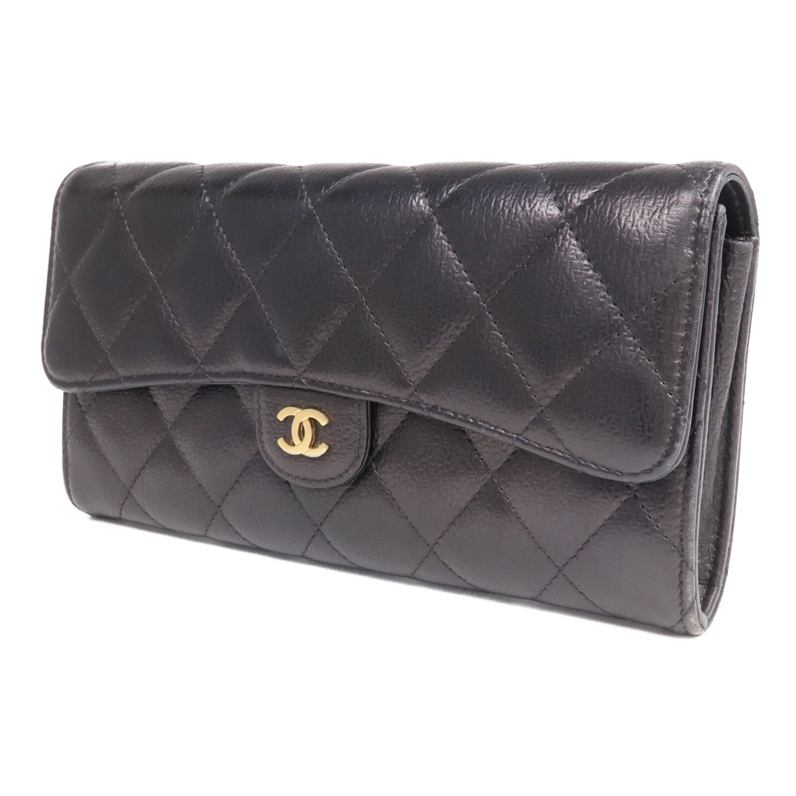 CHANEL 牛皮皮革Long Wallet金扣長錢包