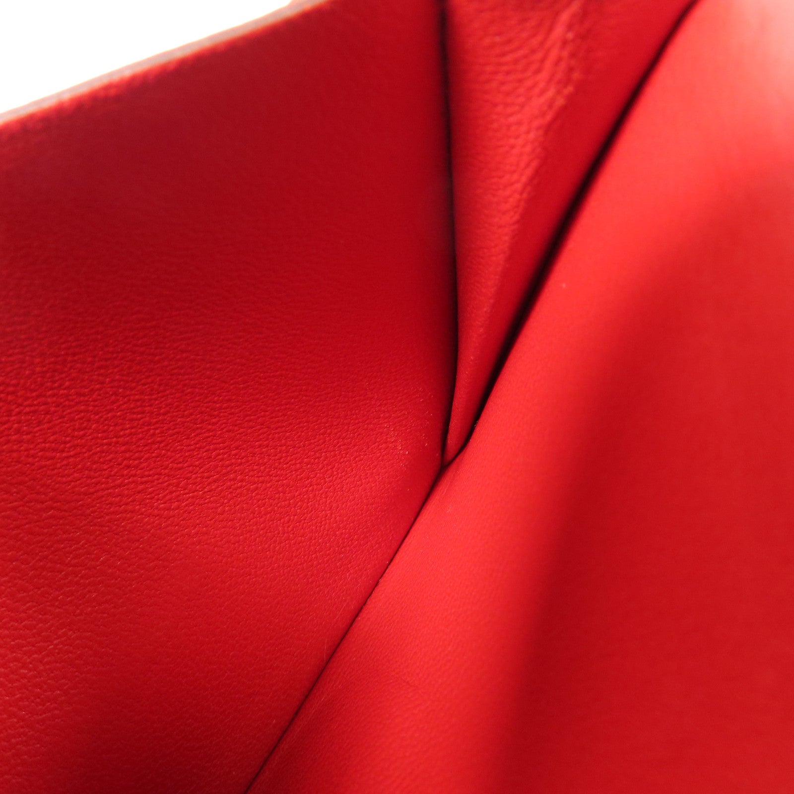 HERMES Chevre皮革Bearn Card Case金扣卡片套Rouge Tomate