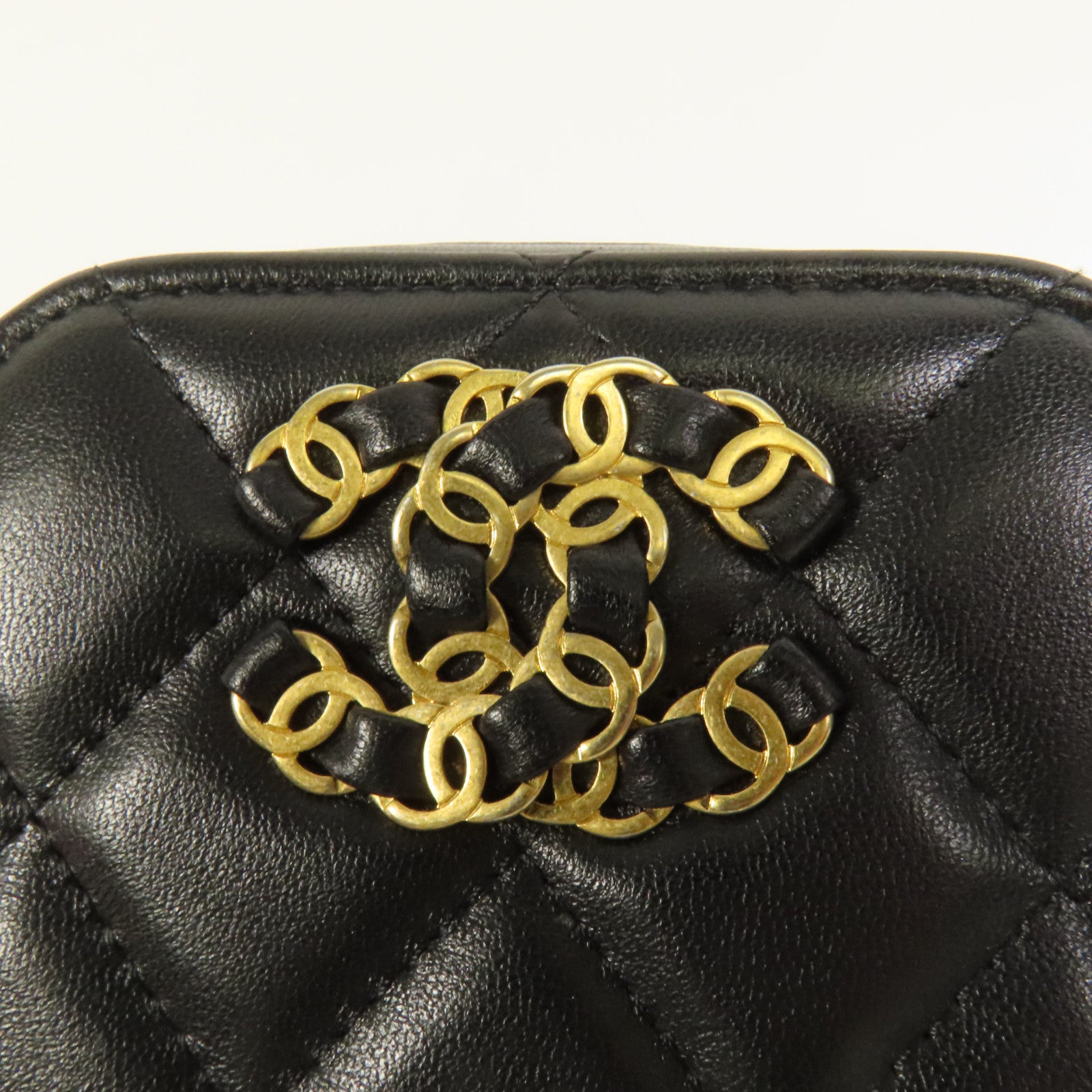 CHANEL 羊皮皮革Chain Shoulder金扣鏈帶肩背袋