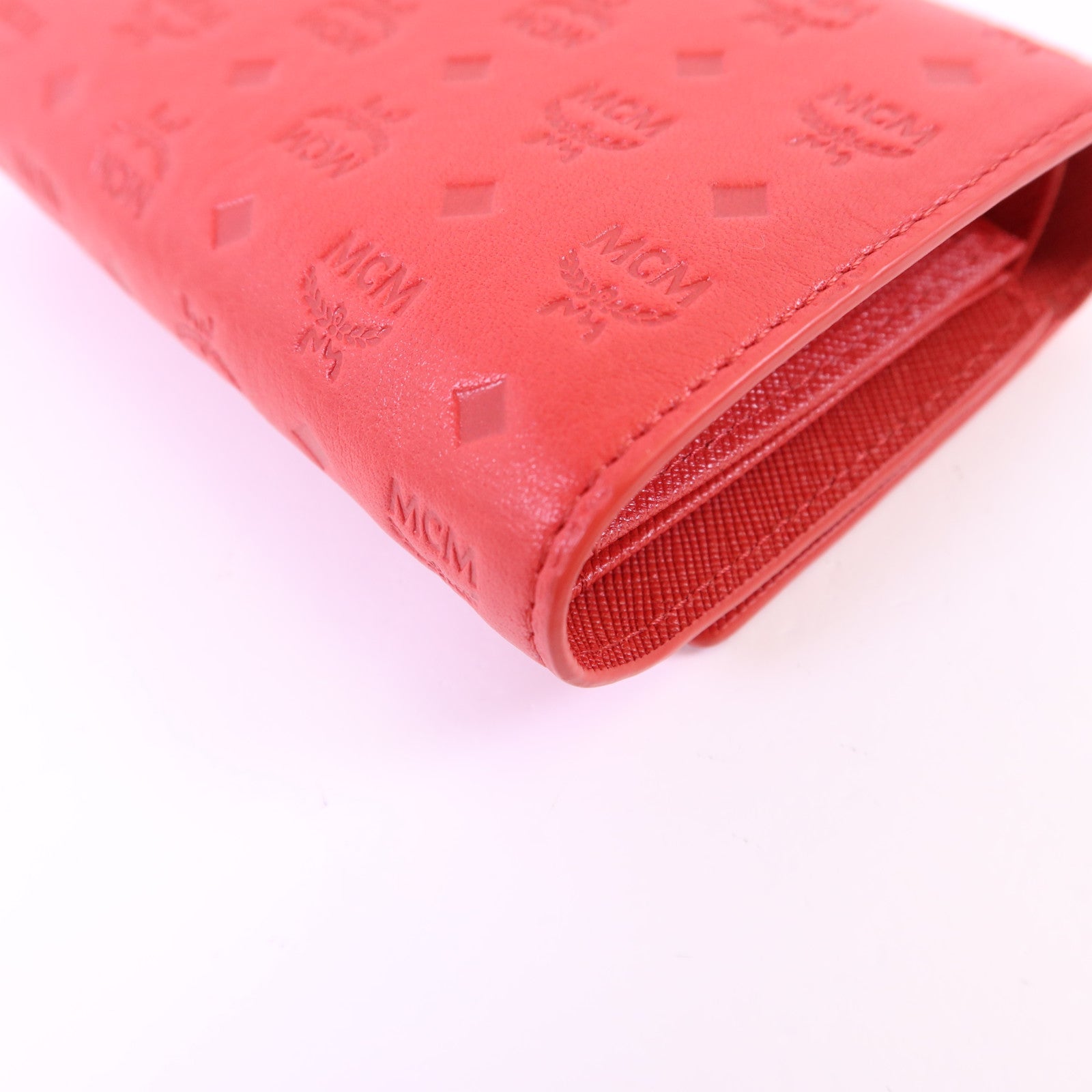 MCM 牛皮皮革Trifold Wallet金扣錢包
