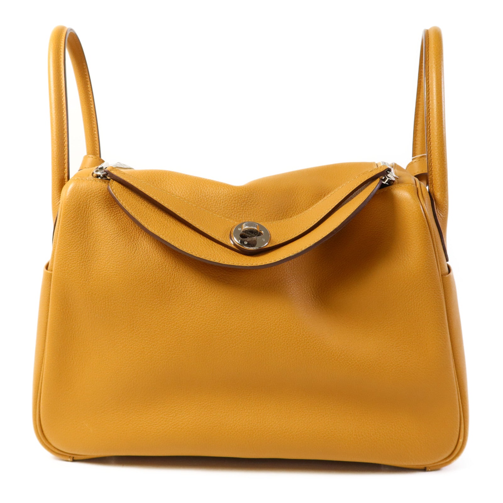 HERMES Evercolor皮革Lindy 30銀扣手挽肩背兩用袋Sesame