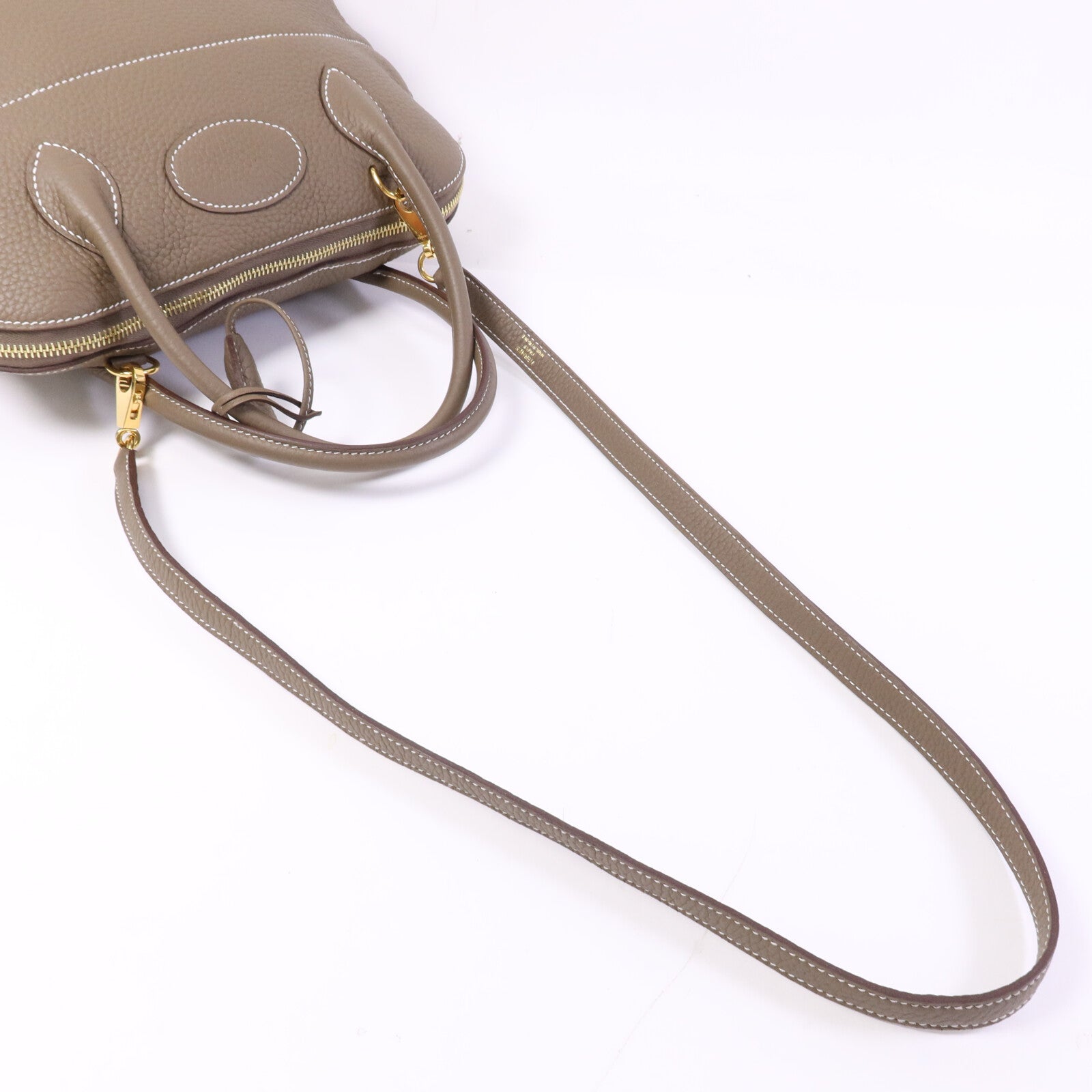 HERMES Clemence皮革Bolide 31金扣手挽肩背兩用袋Etoupe