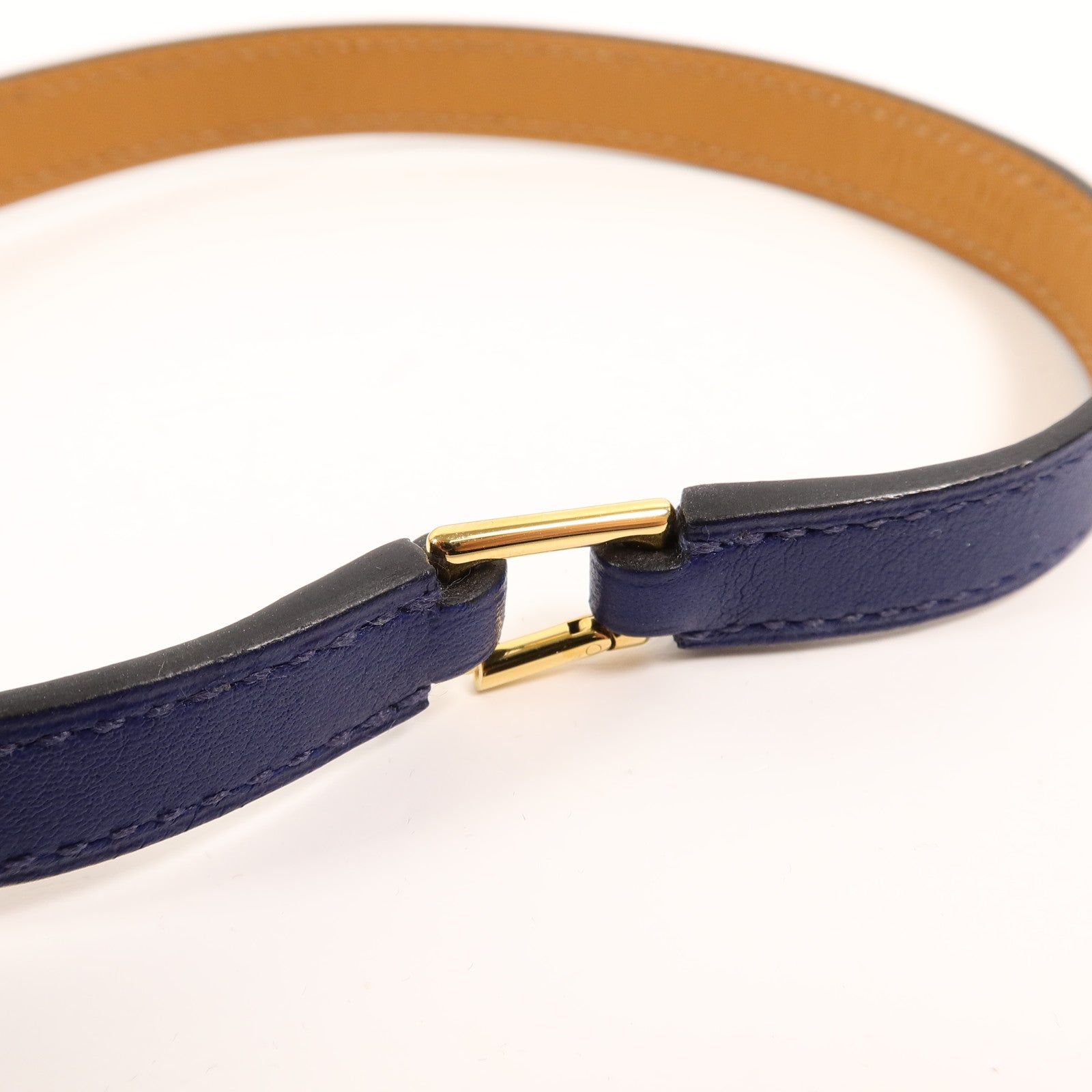 HERMES Swift皮革Rivale Double Tour Bracelet手帶Bleu Saphir