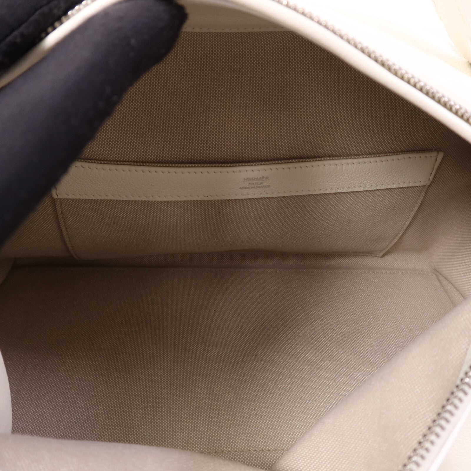 HERMES Evercolor皮革Emile 30銀扣肩背袋Blanc