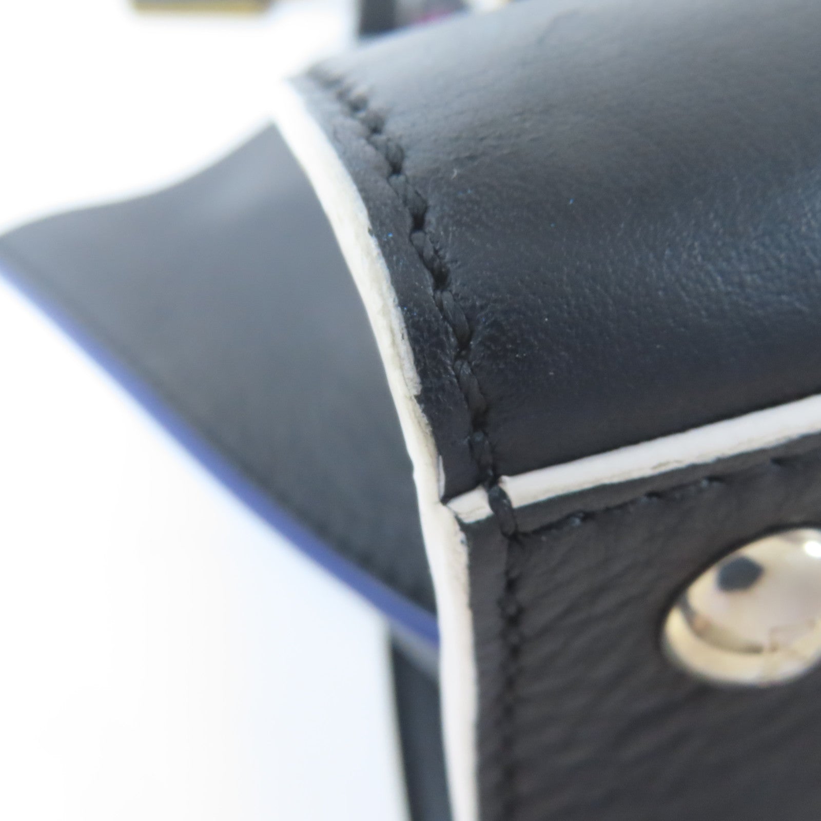 FENDI 【激減優惠】牛皮皮革Handbag銀扣手挽肩背兩用袋黑色