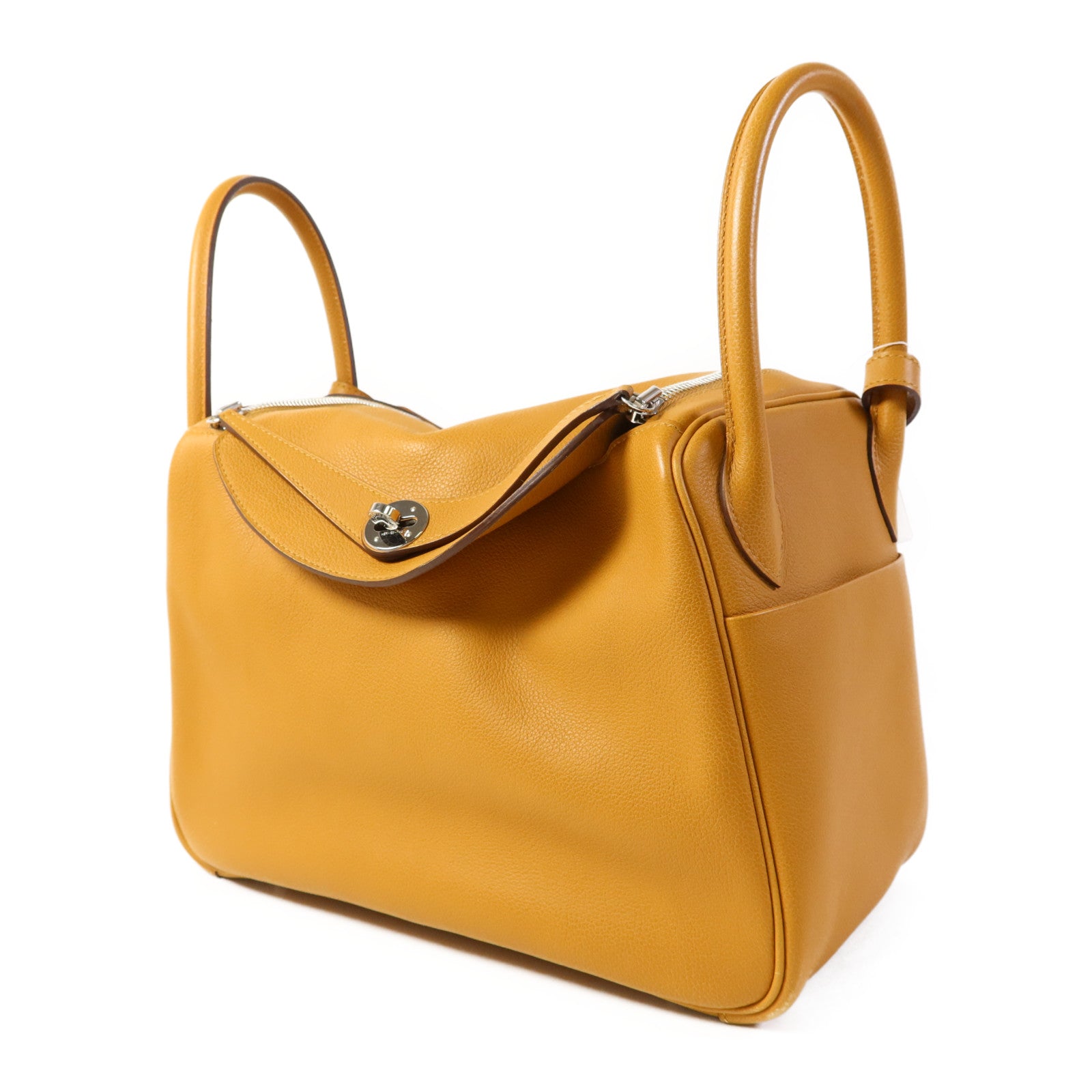 HERMES Evercolor皮革Lindy 30銀扣手挽肩背兩用袋Sesame