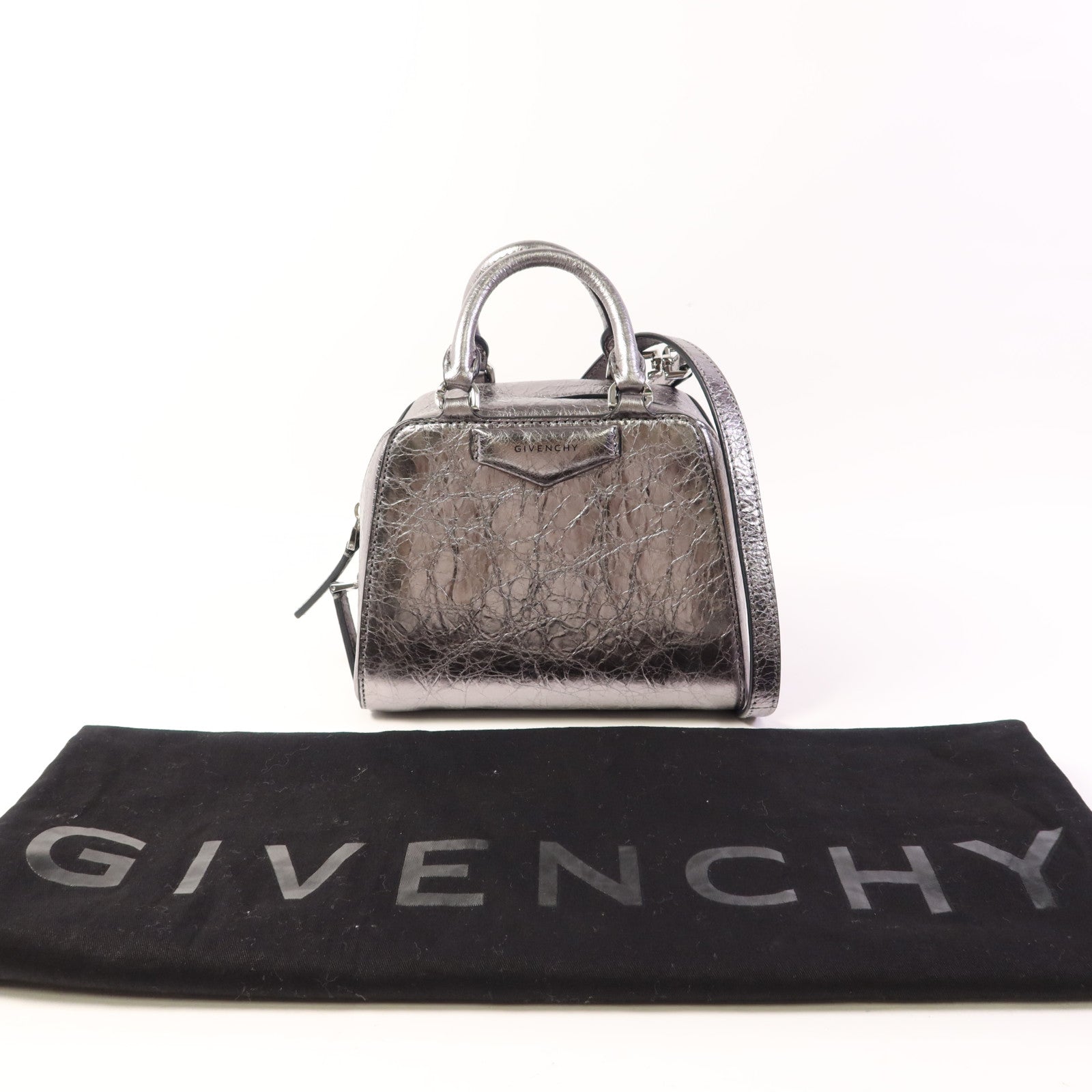 GIVENCHY 牛皮皮革Shoulder Bag銀扣手挽肩背兩用袋