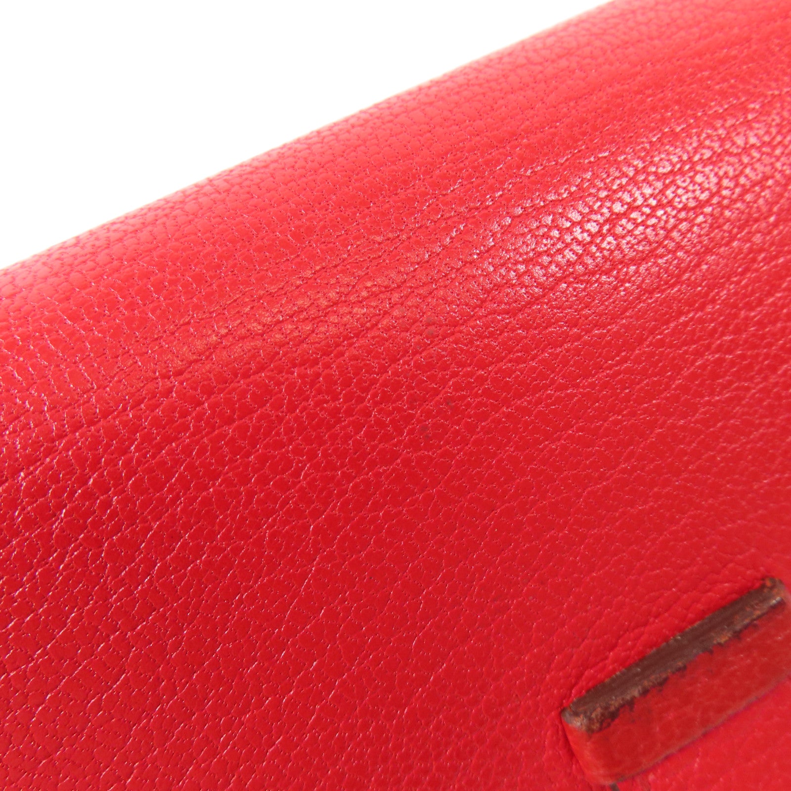 HERMES Chevre皮革Bearn Card Case金扣卡片套Rouge Tomate