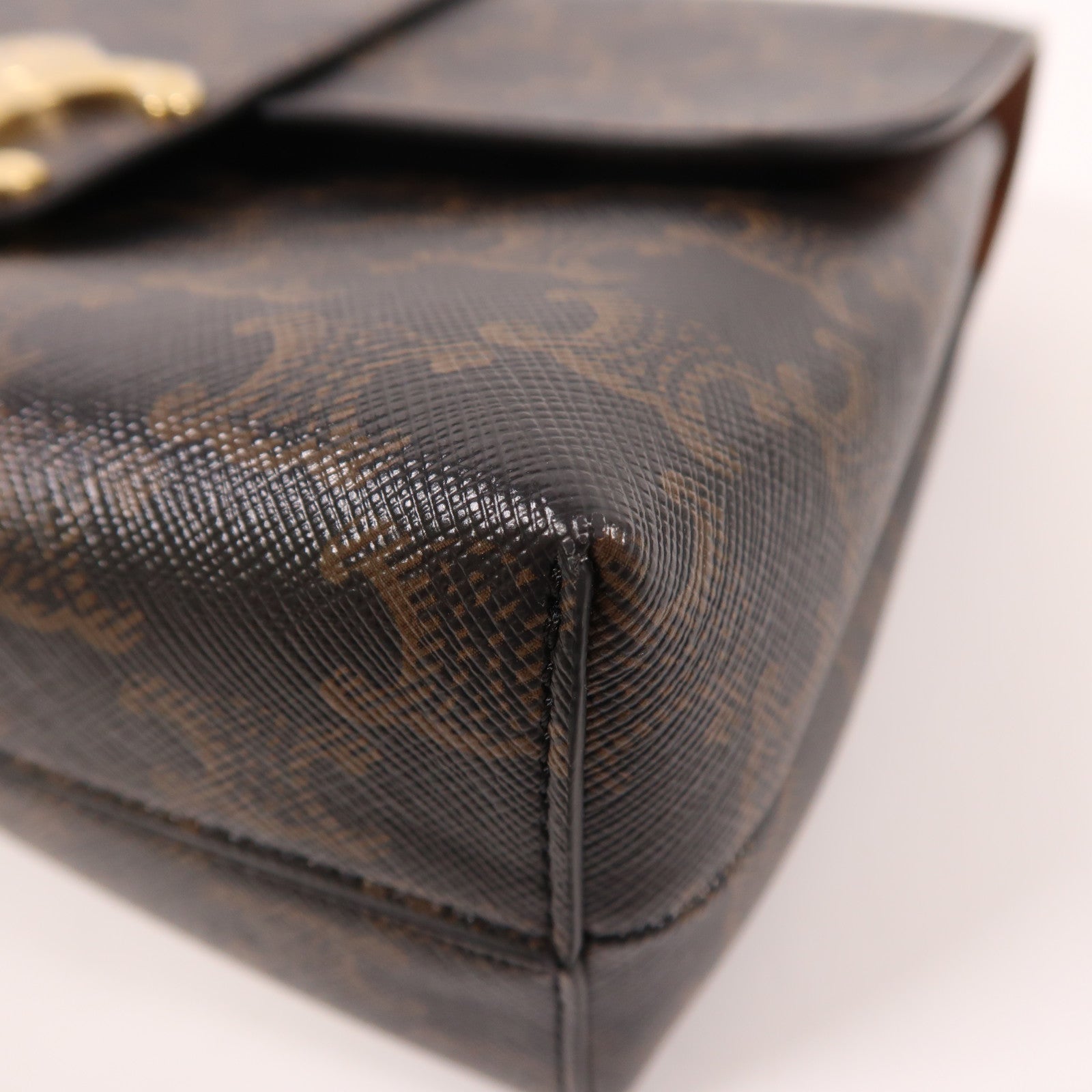 CELINE 塗層帆布Victoire Triomphe金扣鏈帶肩背袋