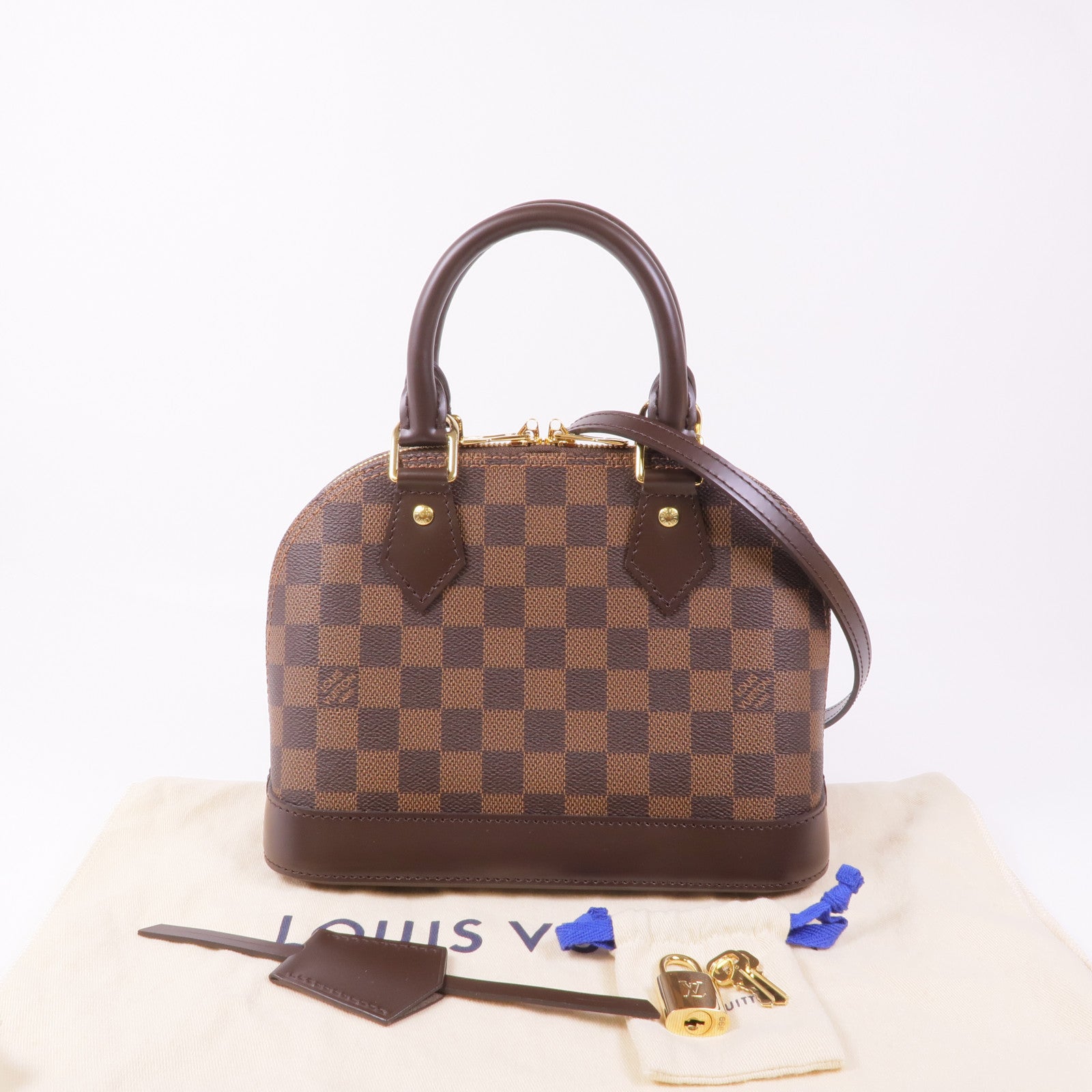 LOUIS VUITTON Damier Alma BB金扣手挽肩背兩用袋棕色