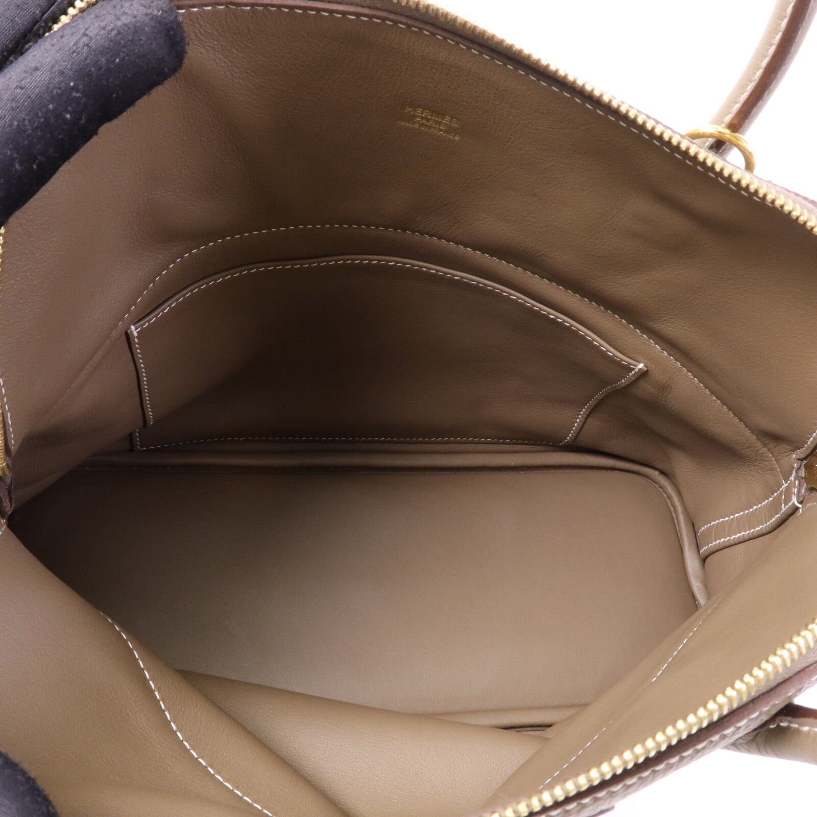 HERMES Clemence皮革Bolide 31金扣手挽肩背兩用袋Etoupe