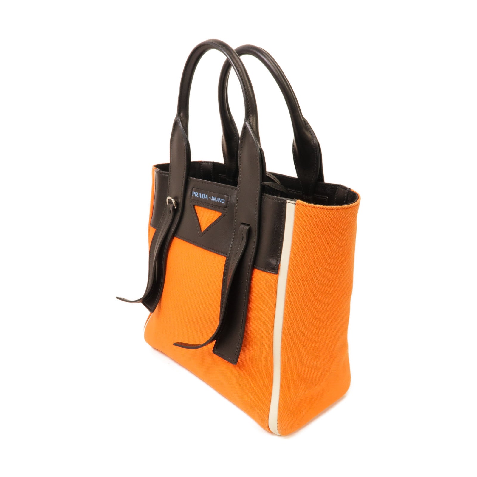 PRADA 帆布2way Shoulder Bag銀扣手挽肩背兩用袋橙色