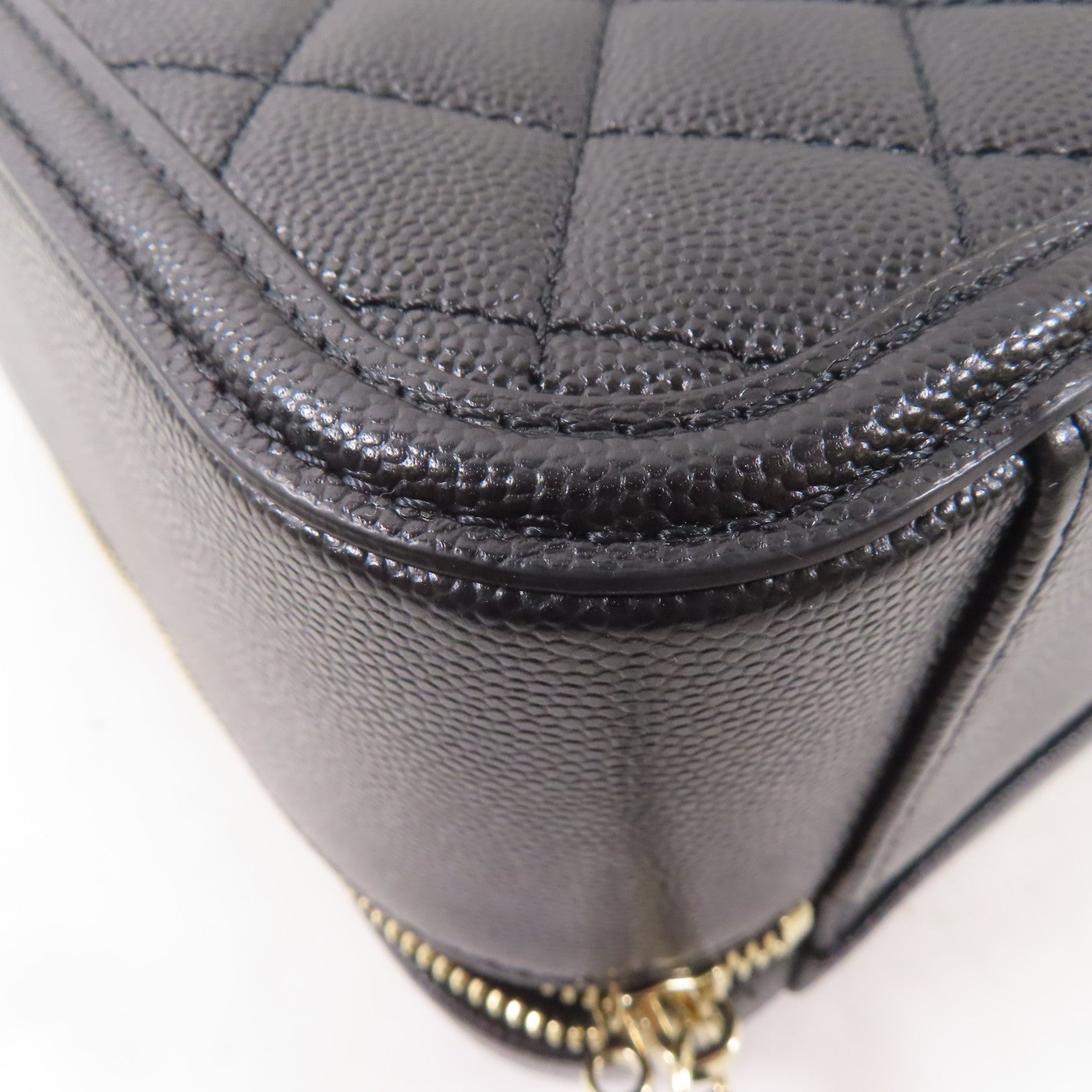 CHANEL 牛皮皮革Filigree Vanity Case金扣手挽肩背兩用袋黑色