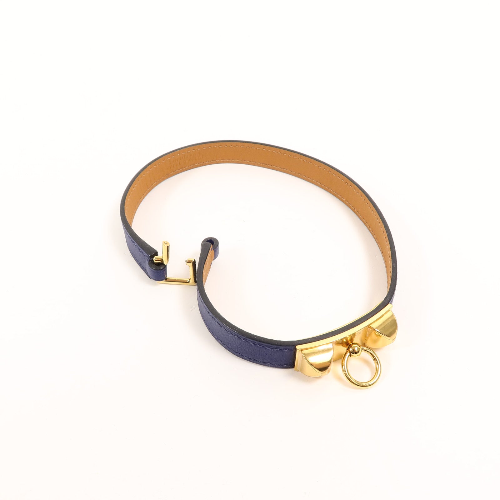 HERMES Swift皮革Rivale Double Tour Bracelet手帶Bleu Saphir