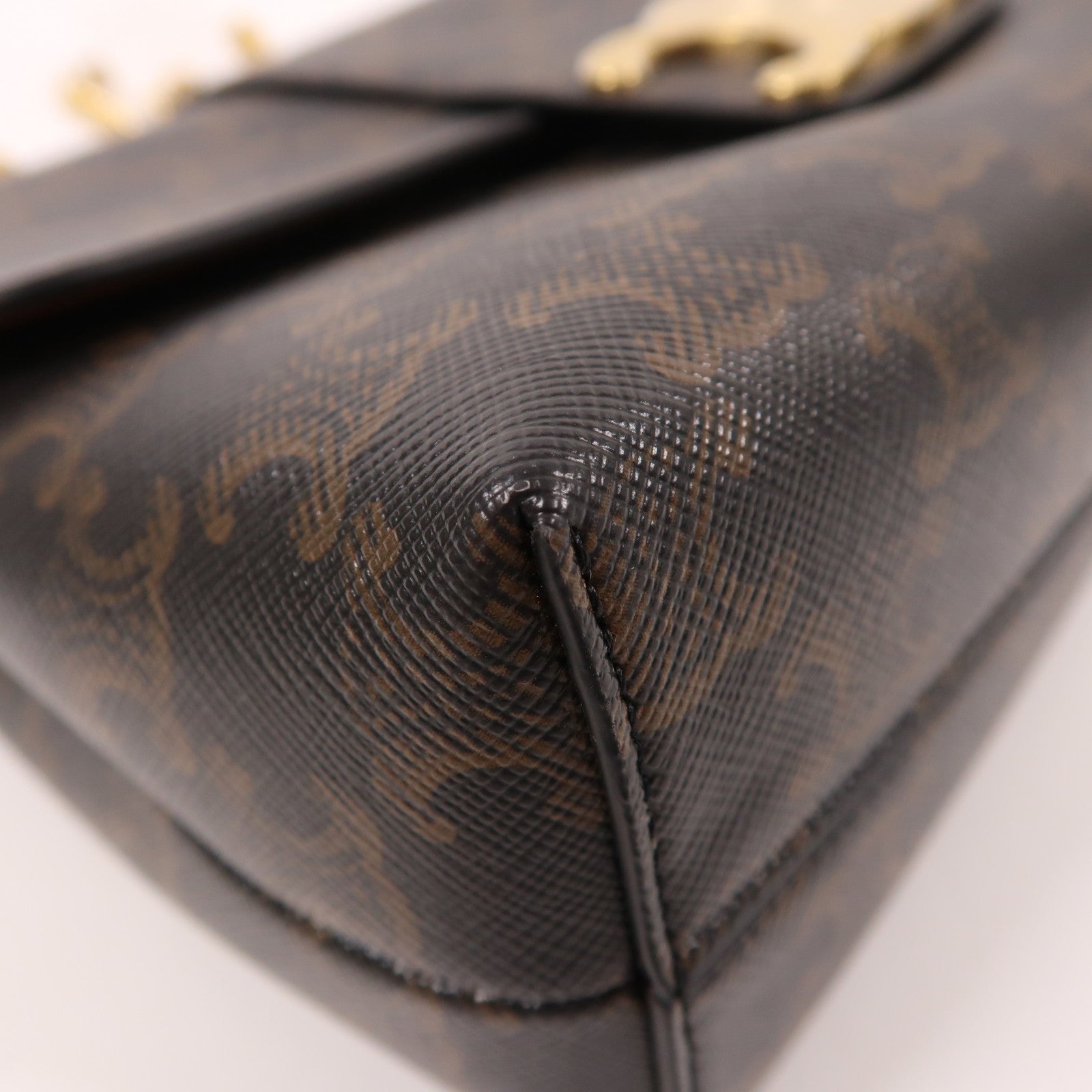 CELINE 塗層帆布Victoire Triomphe金扣鏈帶肩背袋