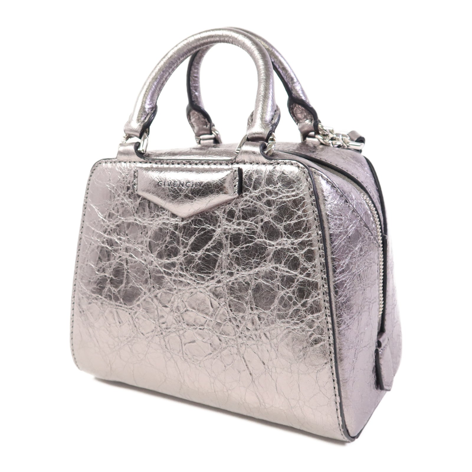 GIVENCHY 牛皮皮革Shoulder Bag銀扣手挽肩背兩用袋