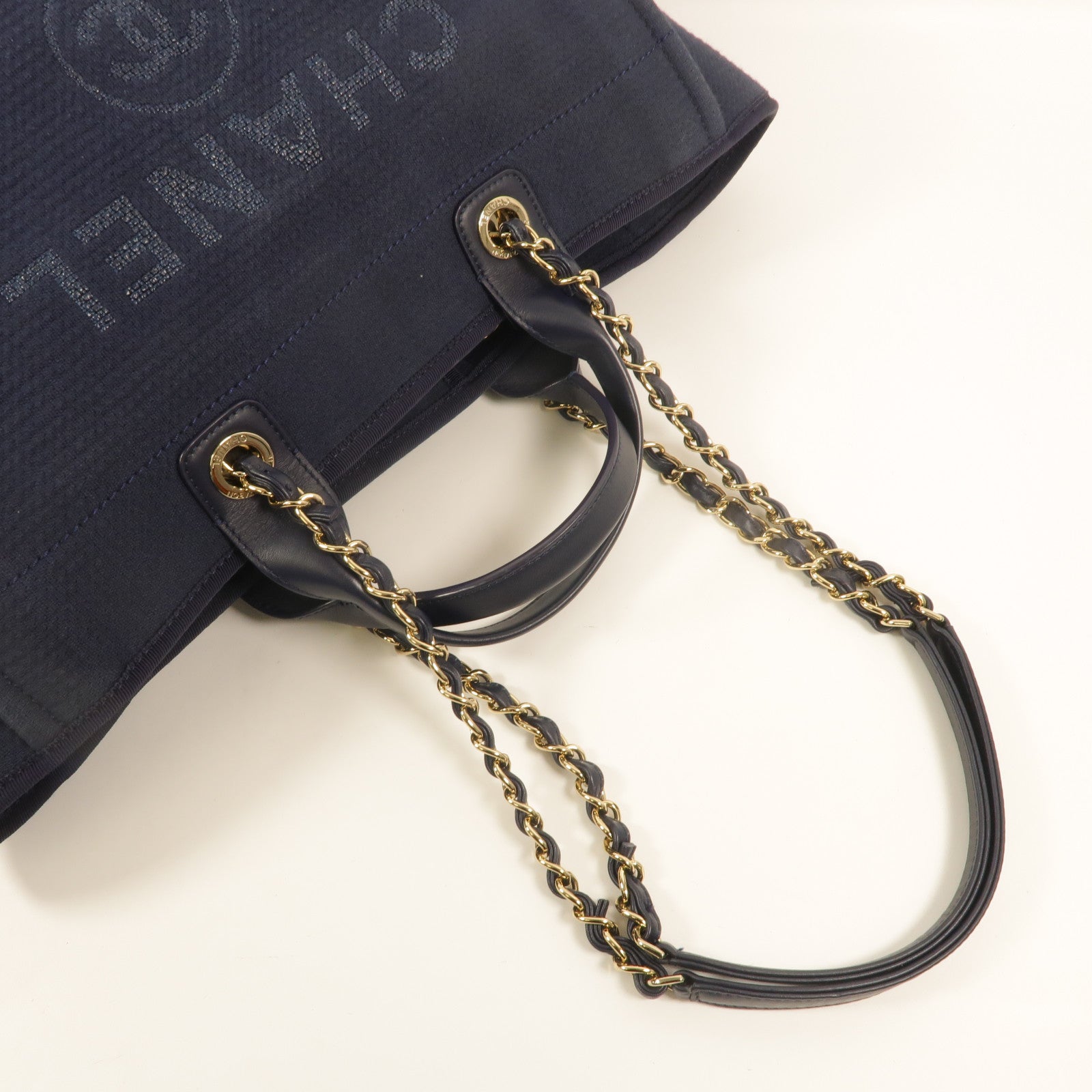 CHANEL 帆布Deauville Tote手挽肩背兩用袋
