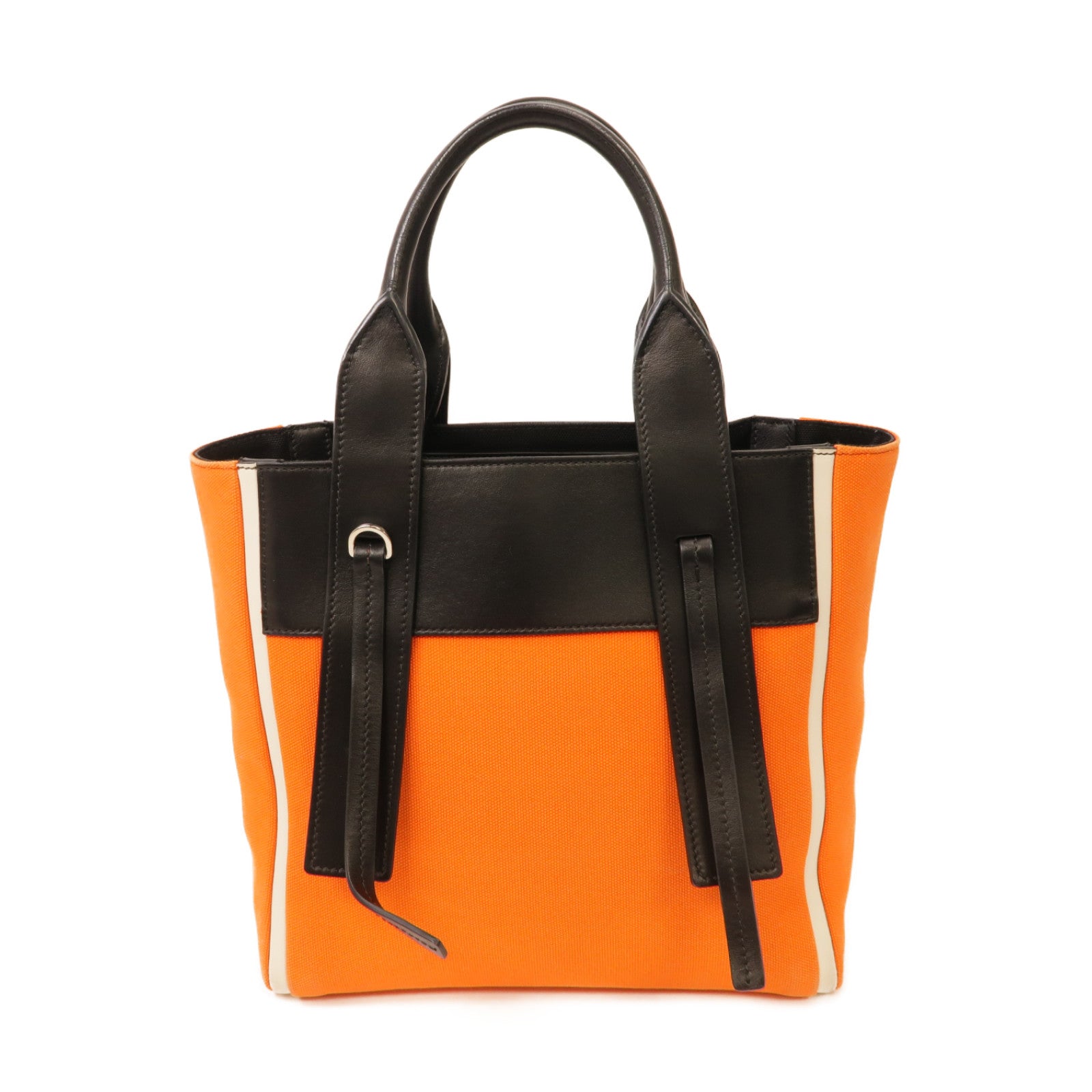 PRADA 帆布2way Shoulder Bag銀扣手挽肩背兩用袋橙色