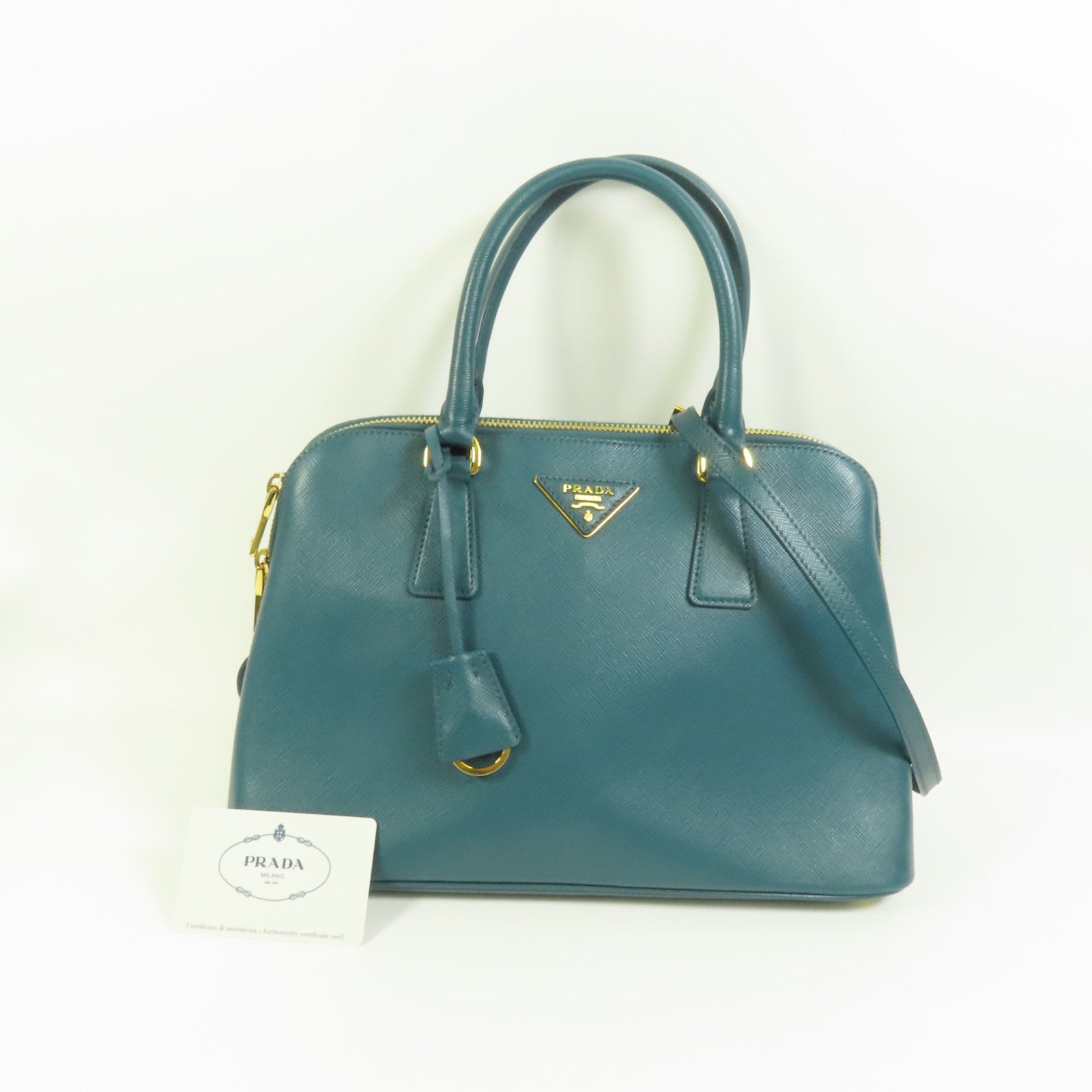 PRADA Saffiano皮革Promenade Medium金扣手挽肩背兩用袋