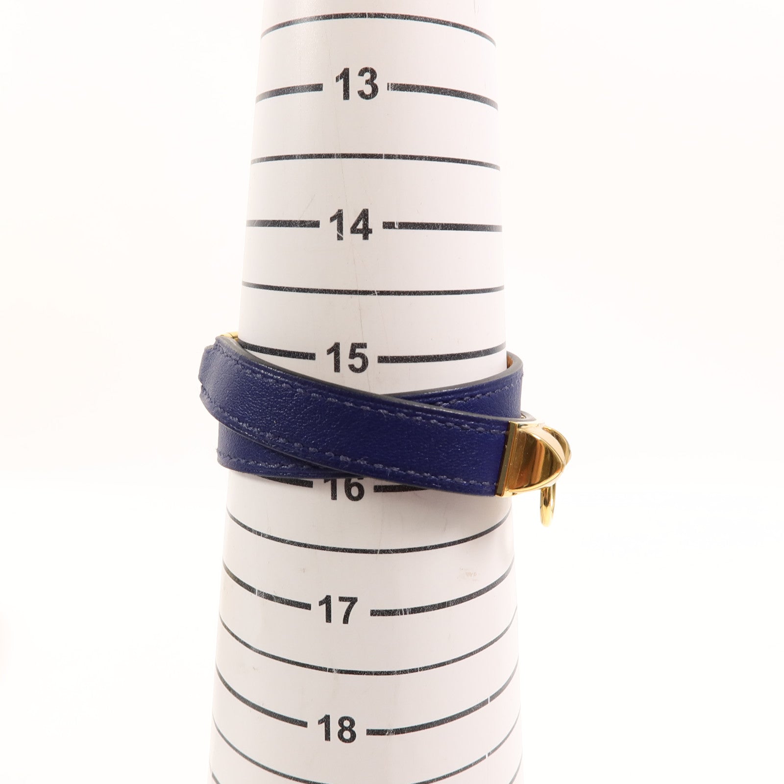 HERMES Swift皮革Rivale Double Tour Bracelet手帶Bleu Saphir