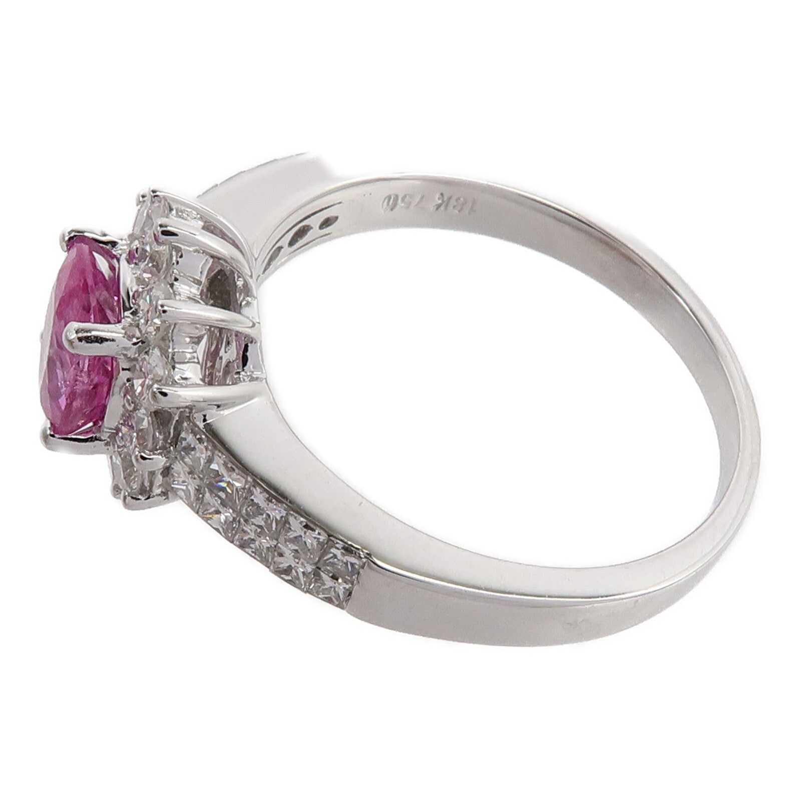 JEWELRY 18K白金Pink Sappire Diamond Ring粉紅藍寶石鑽石戒指