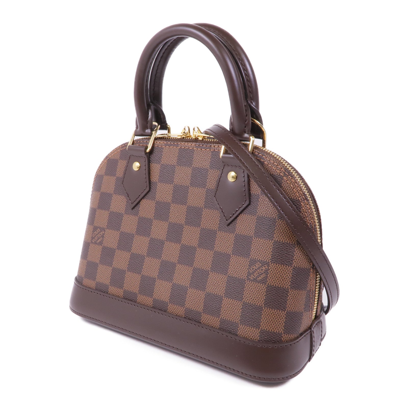 LOUIS VUITTON Damier Alma BB金扣手挽肩背兩用袋棕色