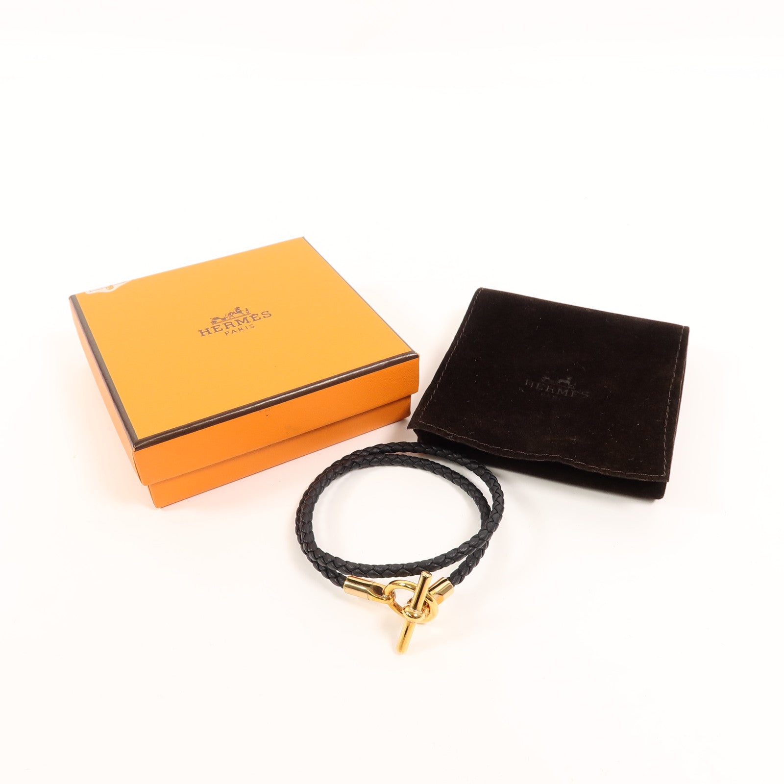 HERMES Swift皮革Glenan Double Tour Bracelet手帶Noir
