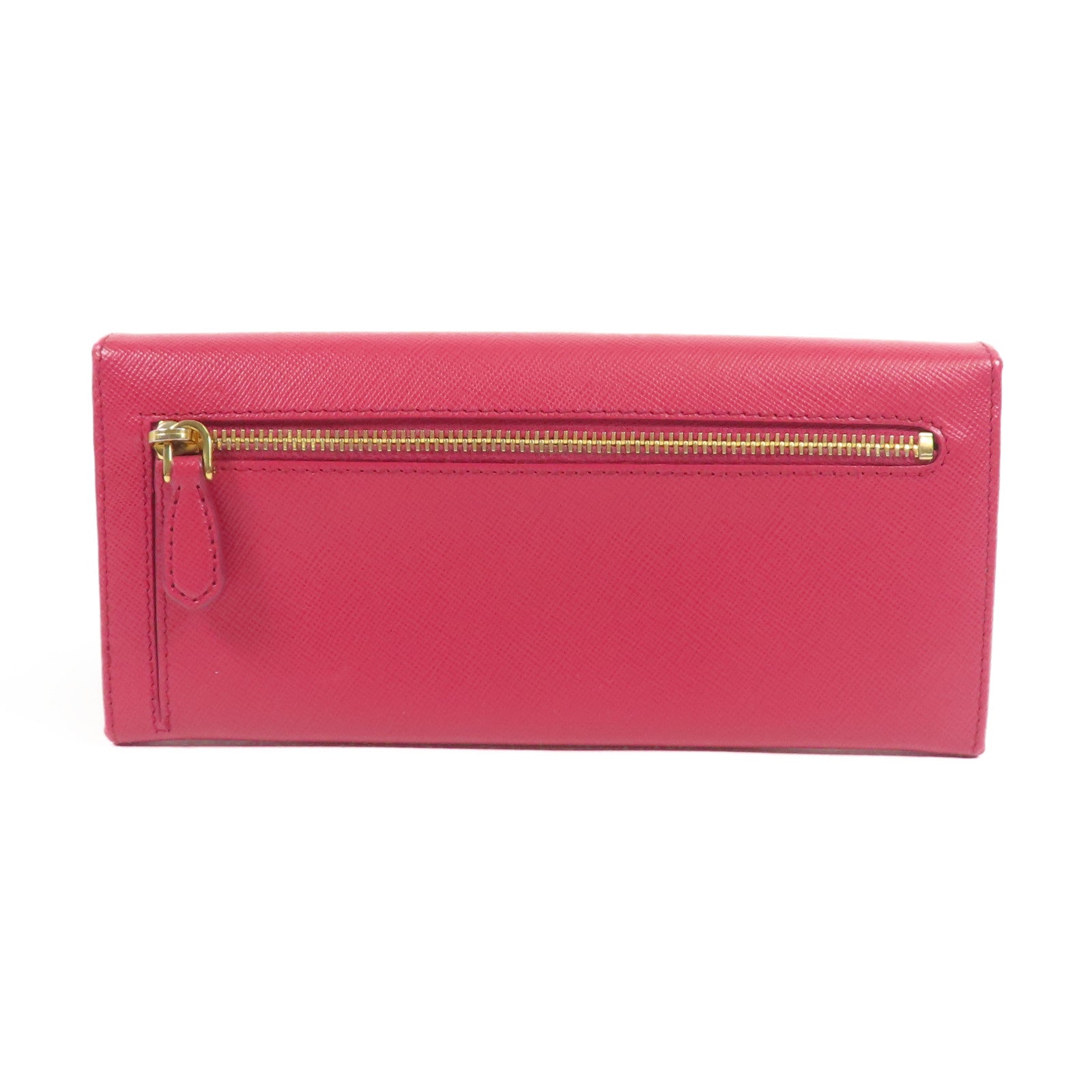 PRADA GHW Long Wallet Bi-fold Wallet Calfskin Leather Pink
