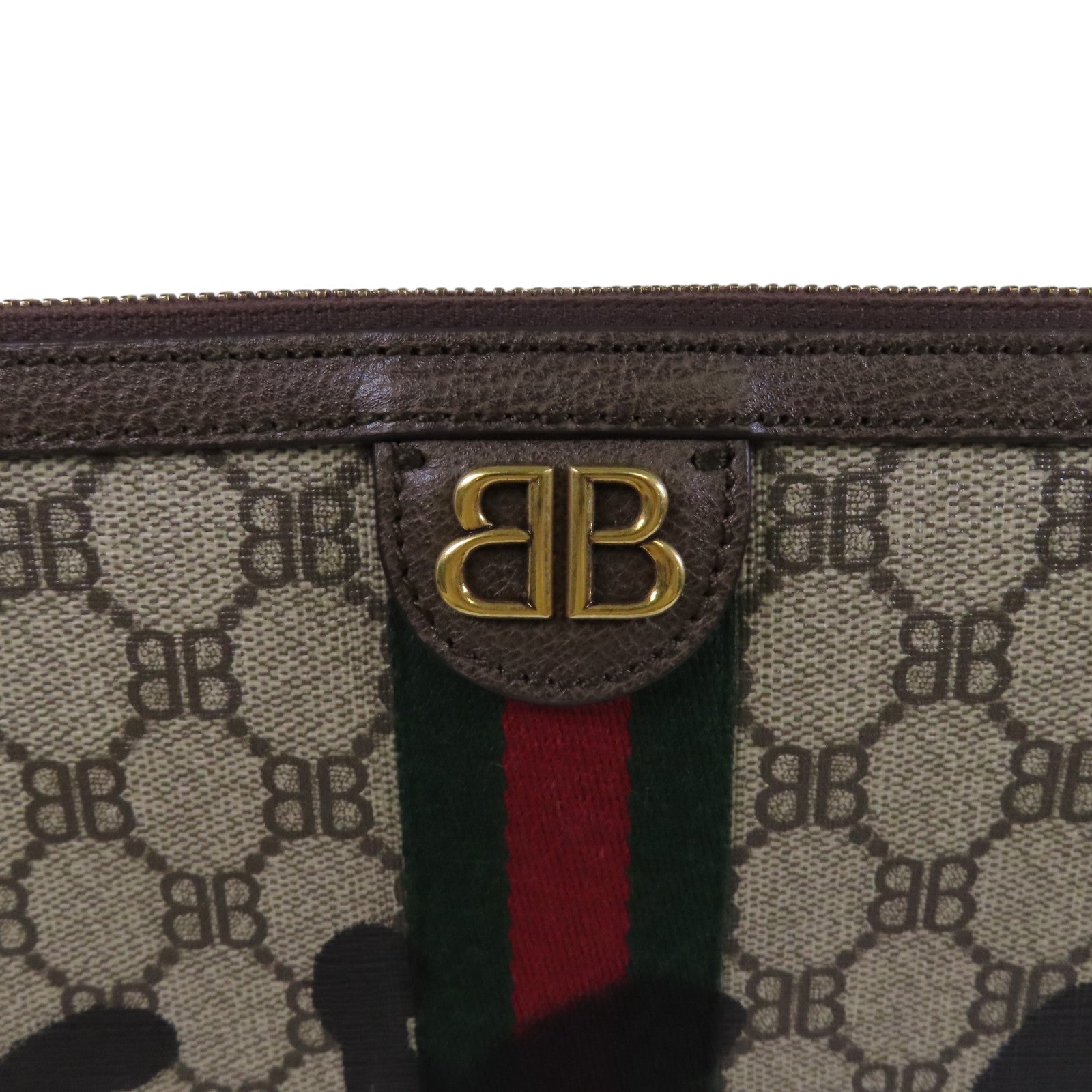 BALENCIAGA 塗層帆布GuccixBalenciaga金扣手拿包