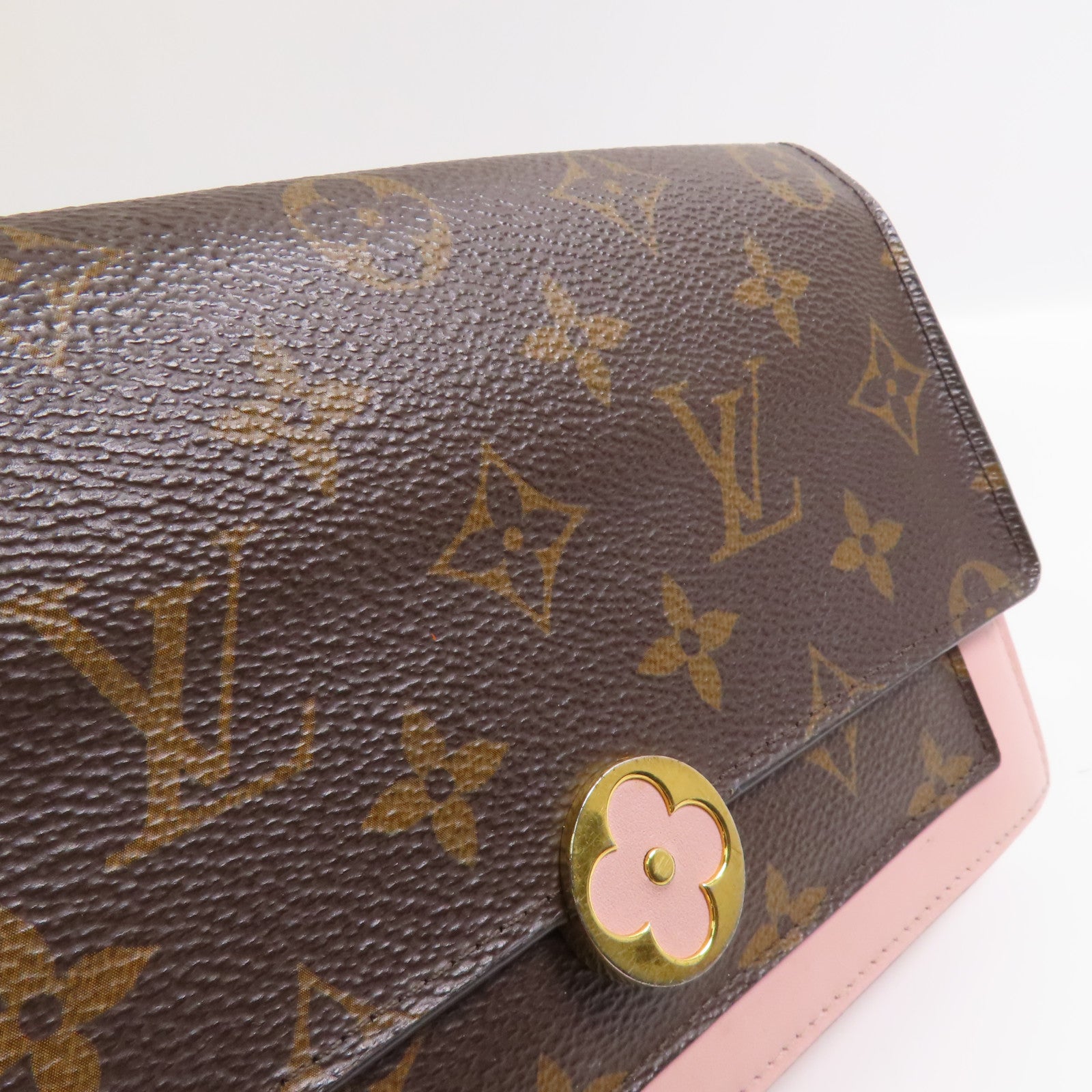 LOUIS VUITTON Monogram Flore Chain Wallet金扣鏈帶肩背袋