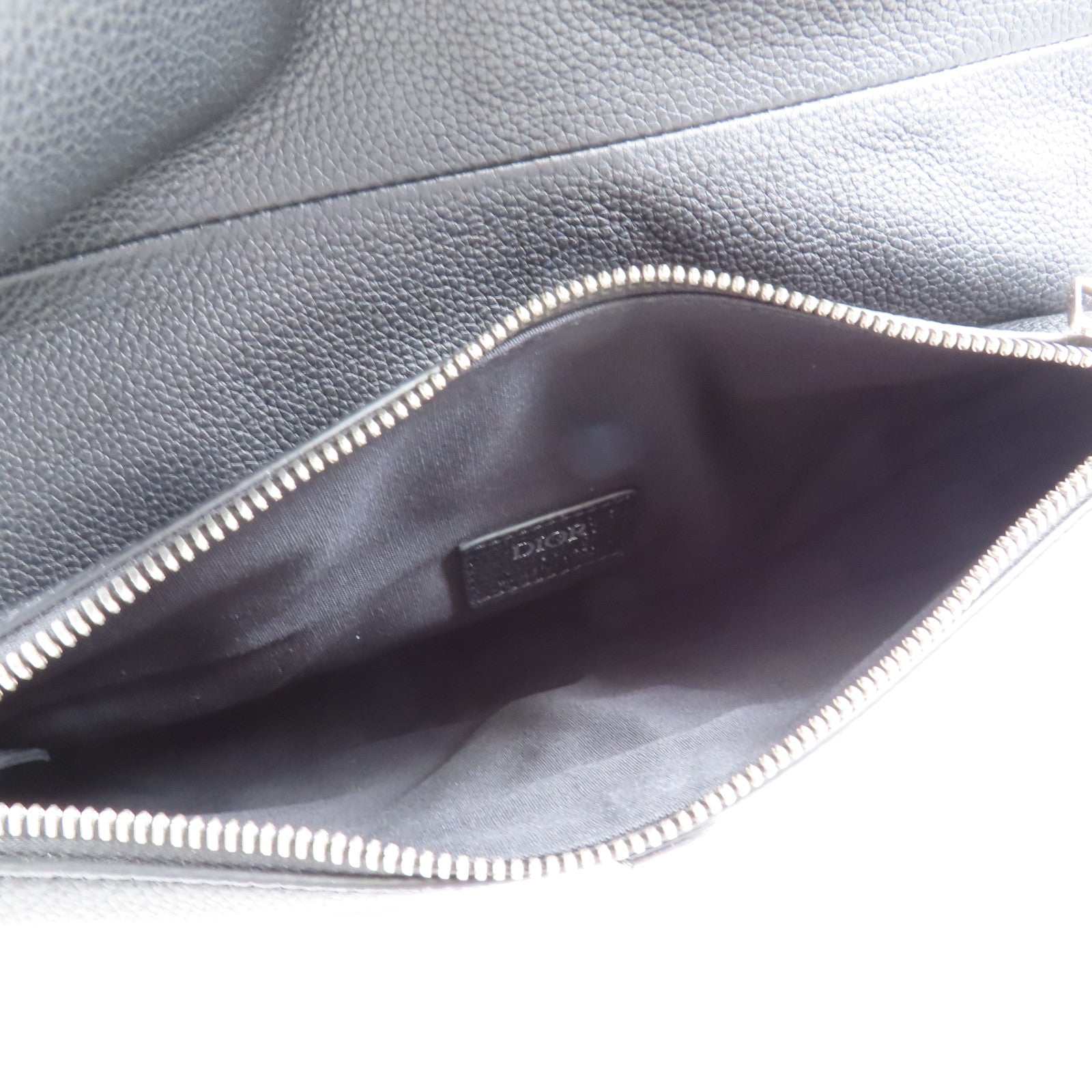 Dior 牛皮皮革Saddle Bag銀扣肩背袋