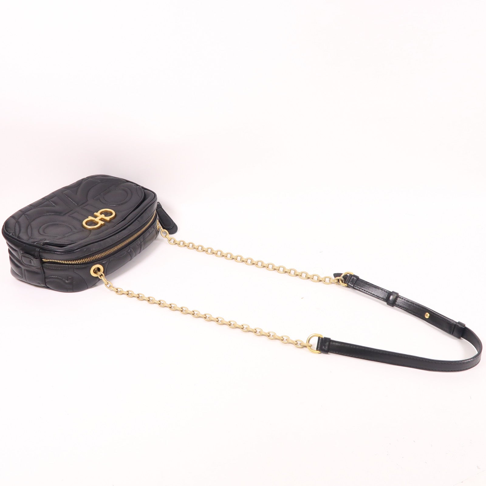 Salvatore Ferragamo 牛皮皮革Shoulder Bag金扣鏈帶肩背袋