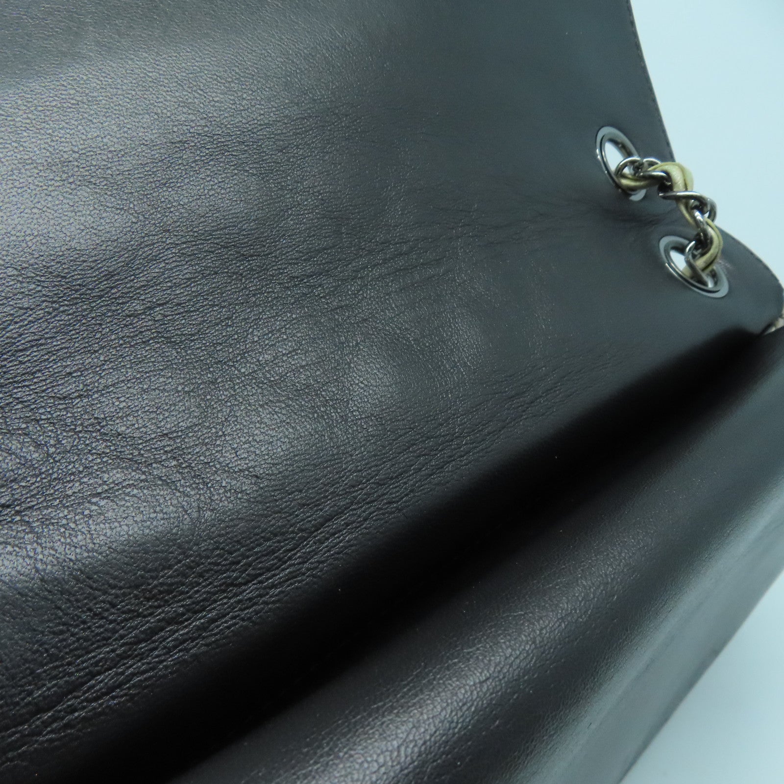 CHANEL 牛皮皮革Chain Shoulder銀扣肩背袋啡色/銀色