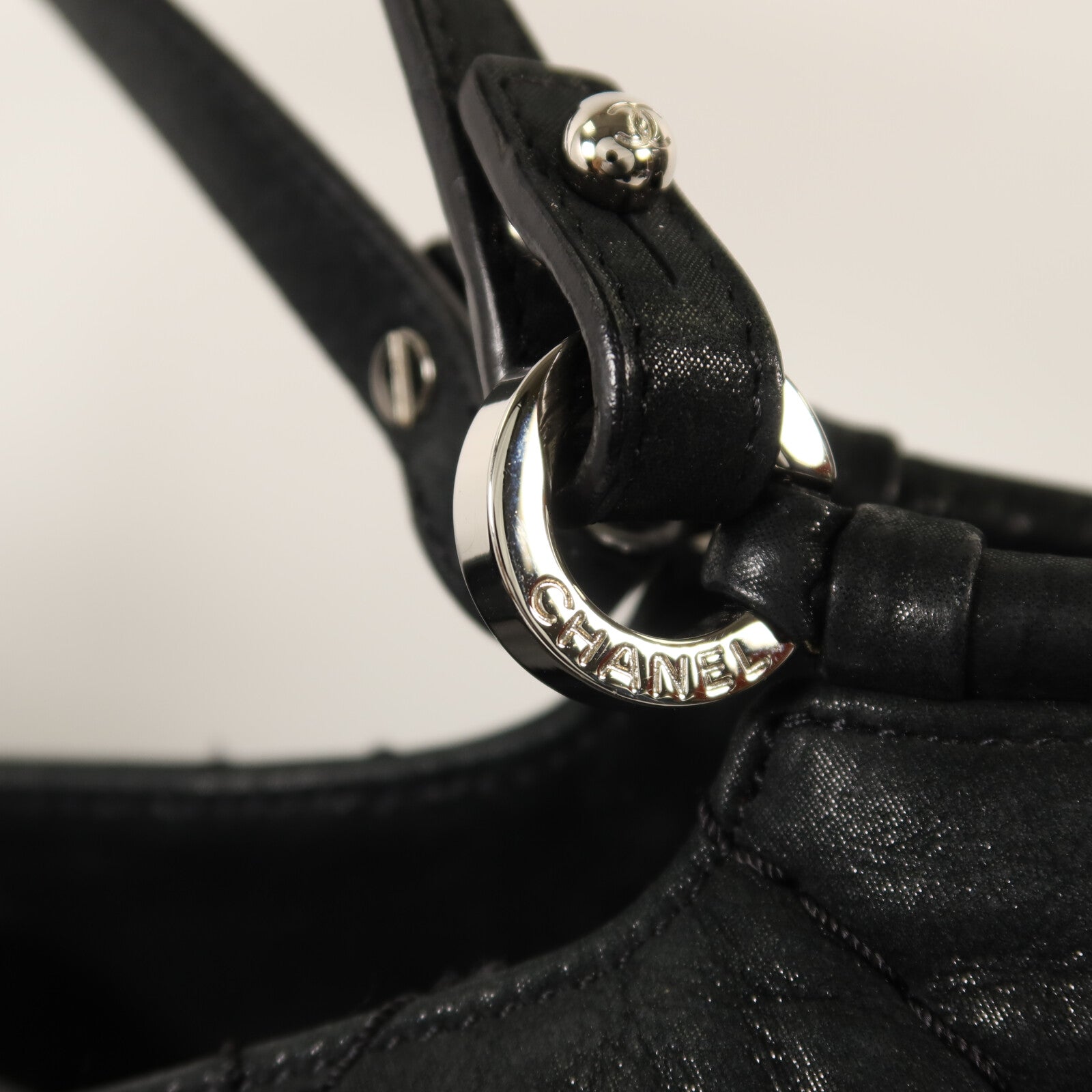 CHANEL 牛皮皮革Shoulder Bag銀扣手挽肩背兩用袋