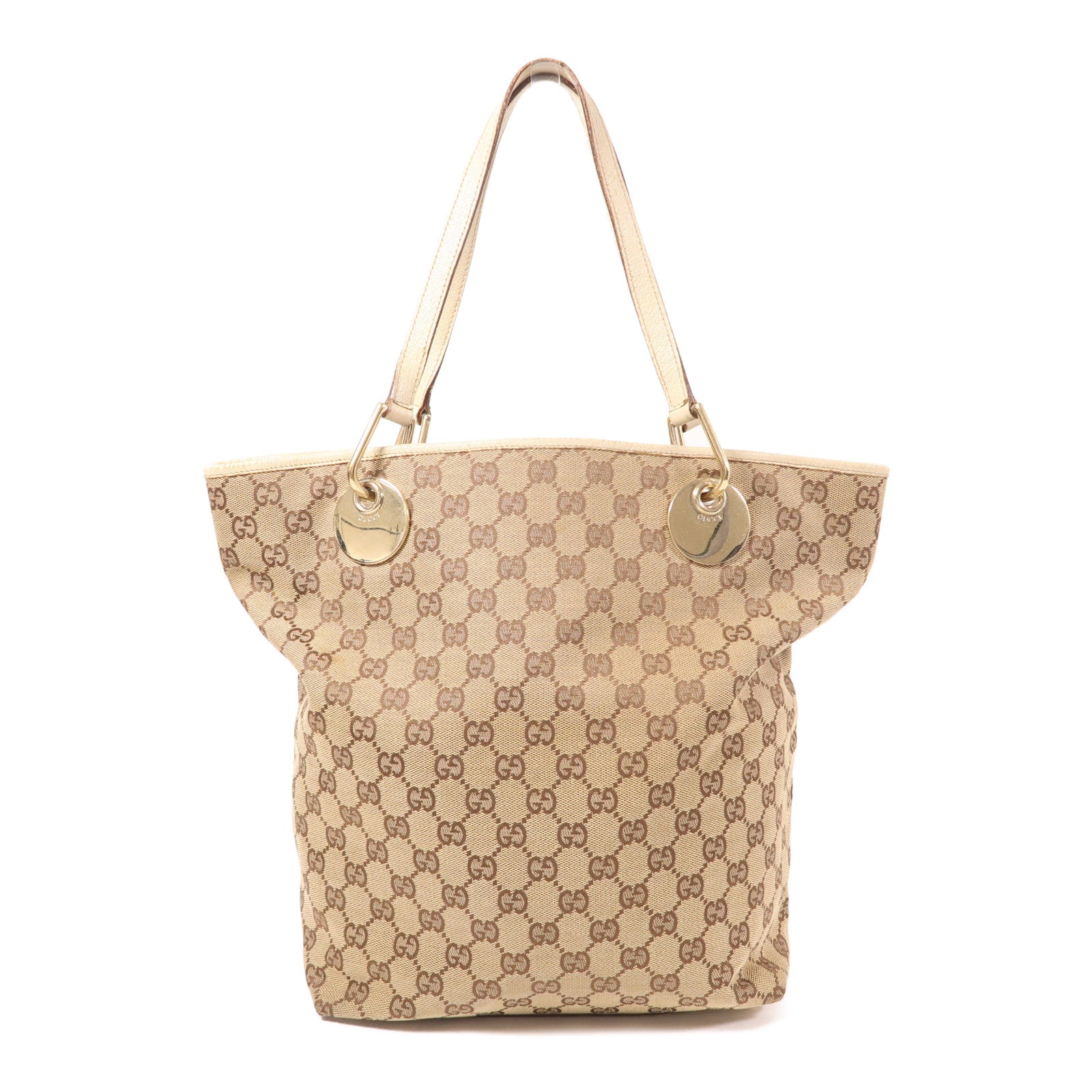GUCCI GG GHW Shoulder Tote Bag 120836 GG Canvas Brown