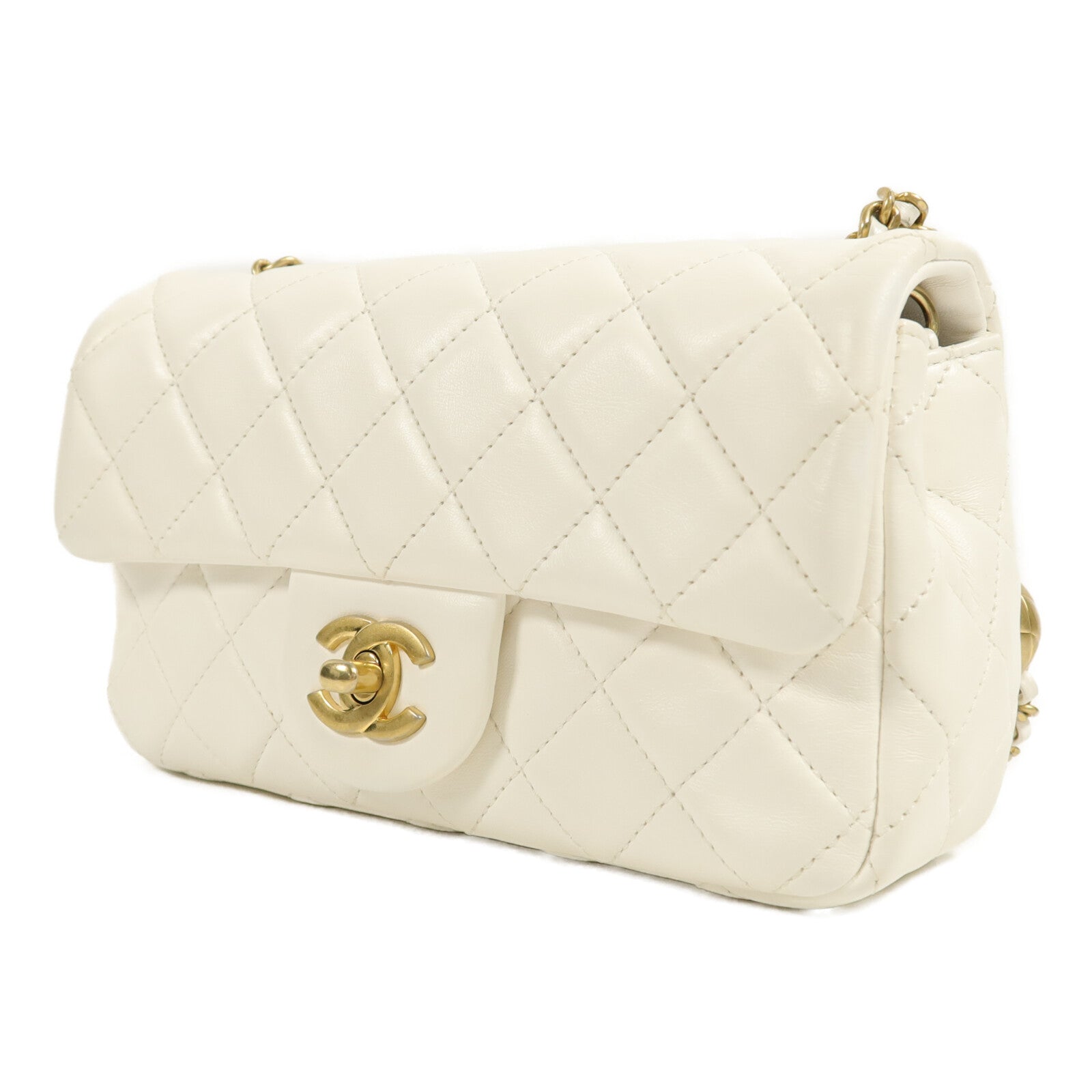 CHANEL 羊皮皮革Mini Classic 20 Gold Ball鏈帶肩背袋