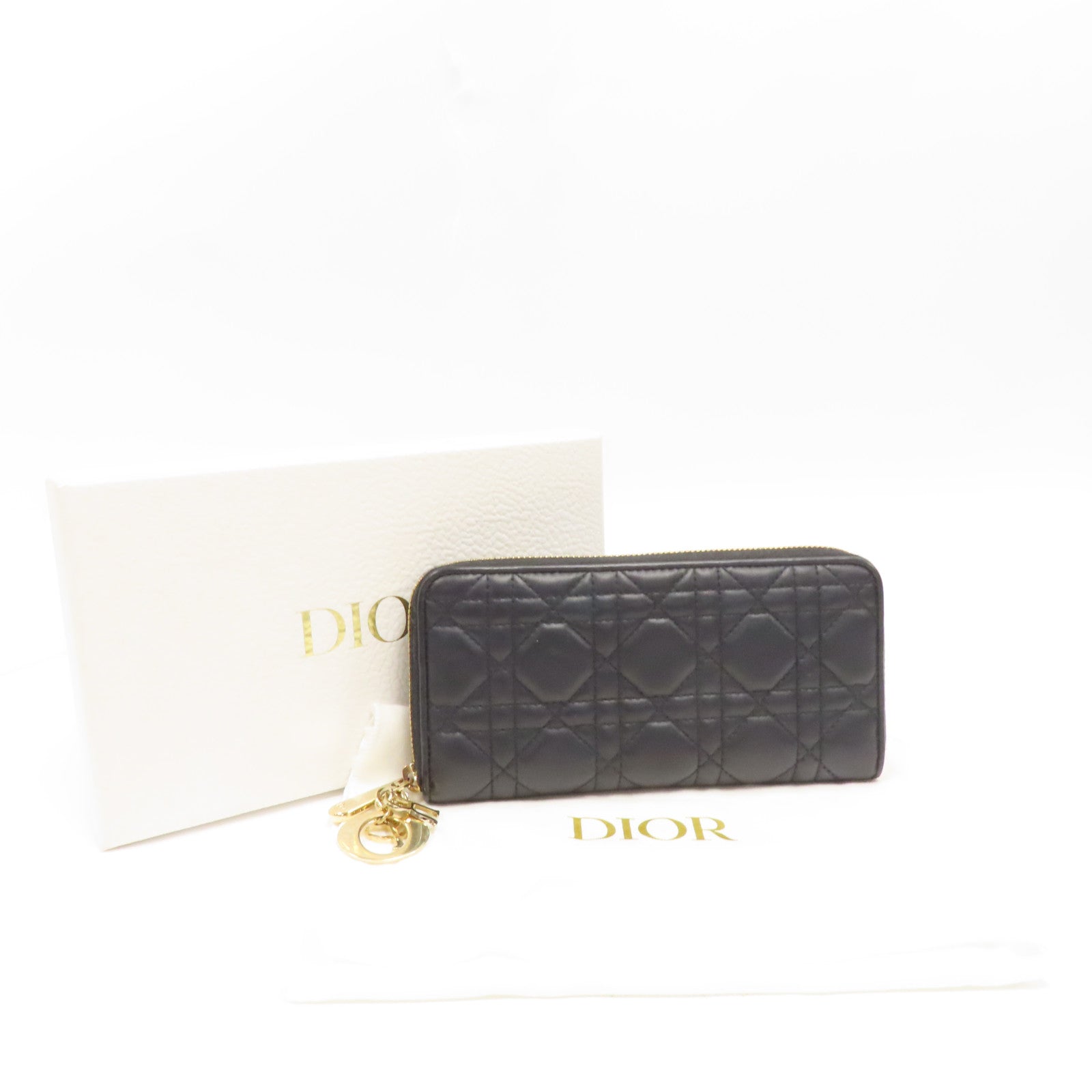 Dior 牛皮皮革Long Wallet金扣長錢包黑色