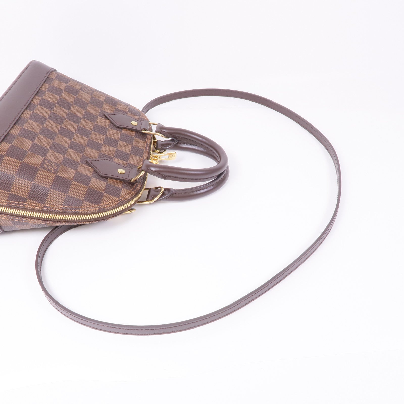 LOUIS VUITTON Damier Alma BB金扣手挽肩背兩用袋棕色